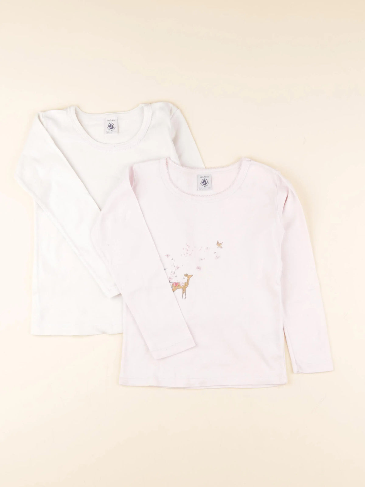 Petit Bateau - lot de 2 maillots de corps blanc, rose - 6 ans