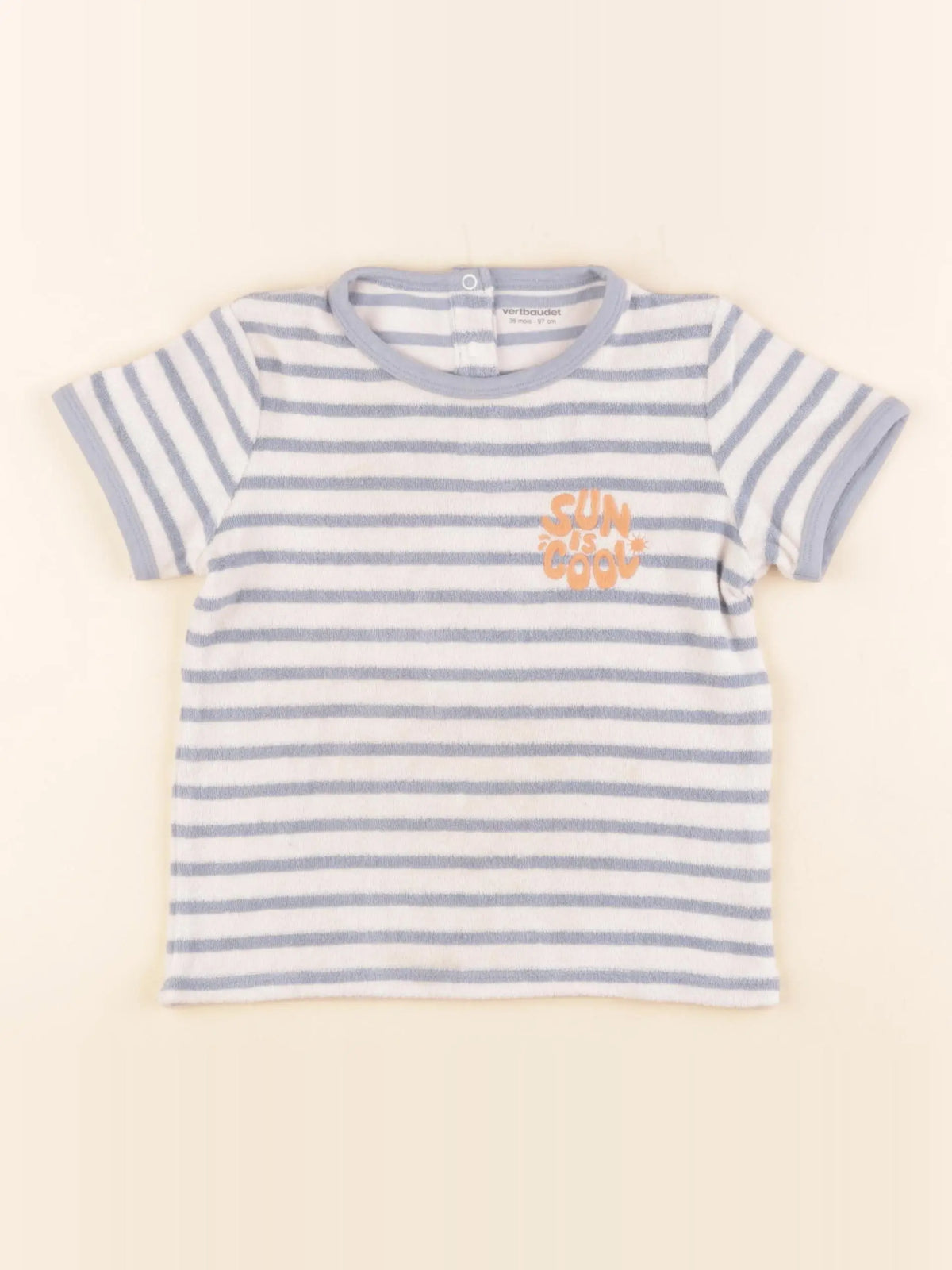 Vertbaudet - tee-shirt blanc, bleu - 36 mois