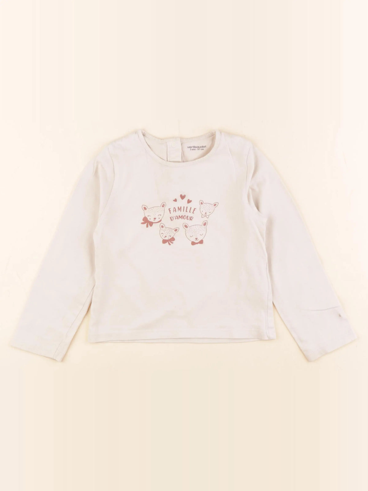 Vertbaudet - tee-shirt beige - 3 ans