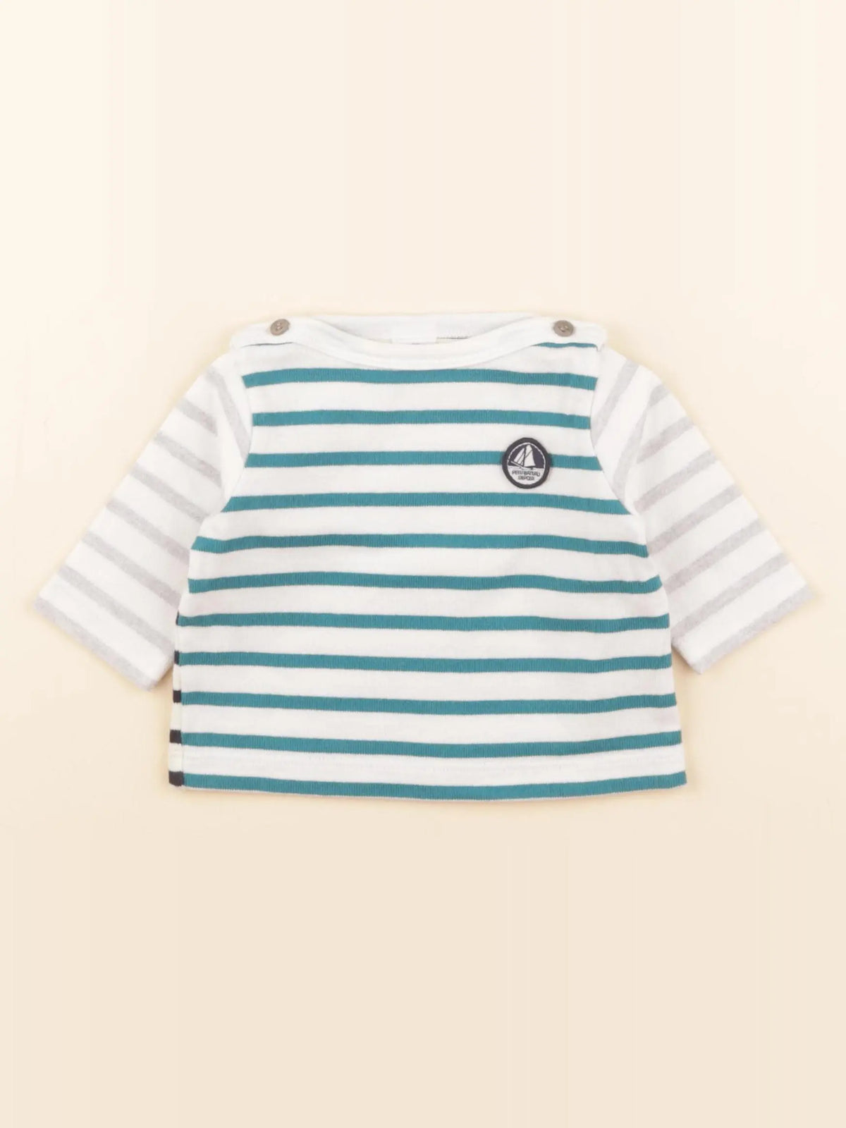 Petit Bateau - tee-shirt blanc, bleu - 3 mois