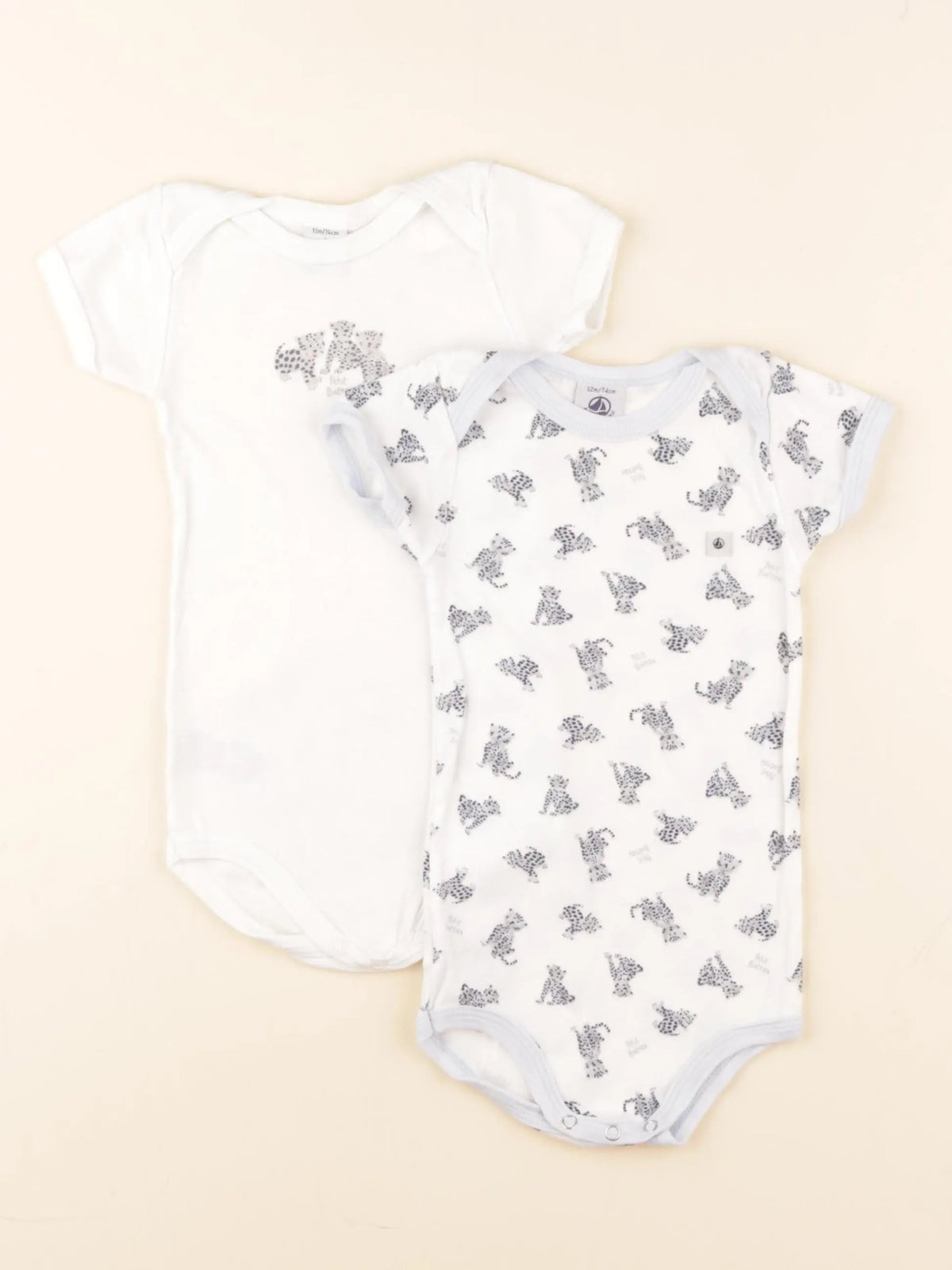 Petit Bateau - lot de 2 bodies en coton blanc, bleu - 12 mois