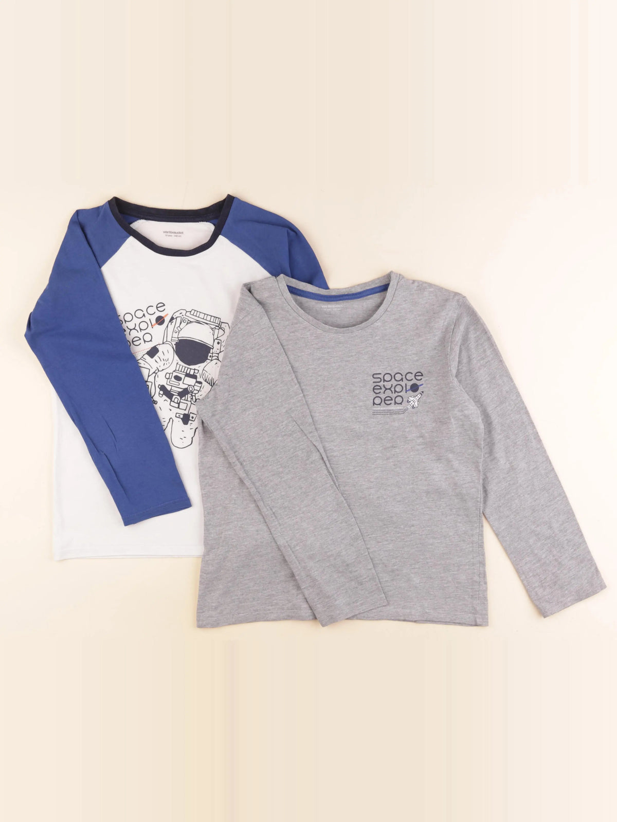 Vertbaudet - lot de 2 tee-shirts bleu, gris - 10 ans