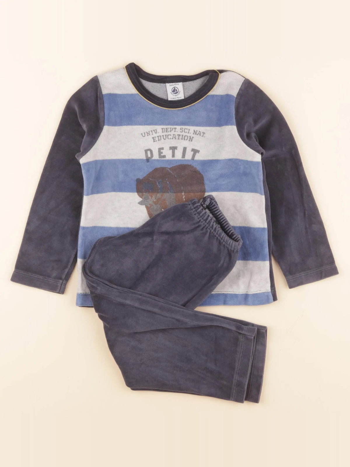 Petit Bateau - pyjama velours bleu - 3 ans