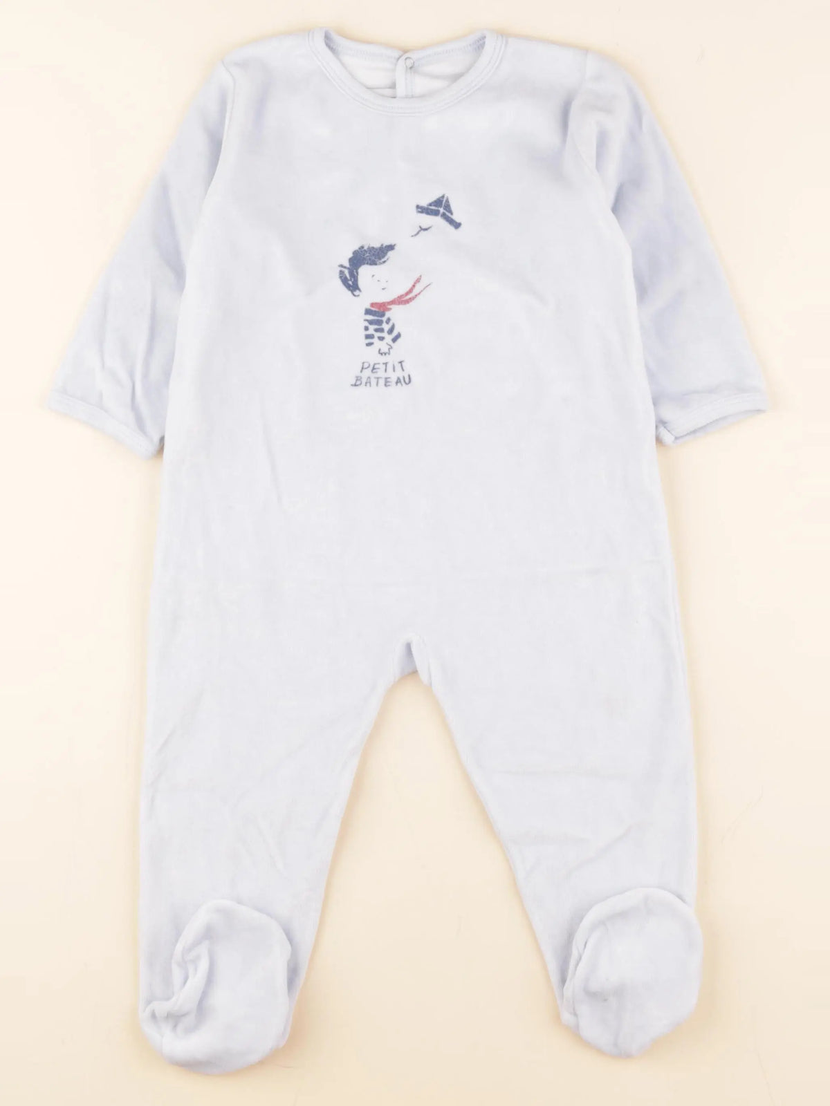 Petit Bateau - pyjama velours bleu - 18 mois