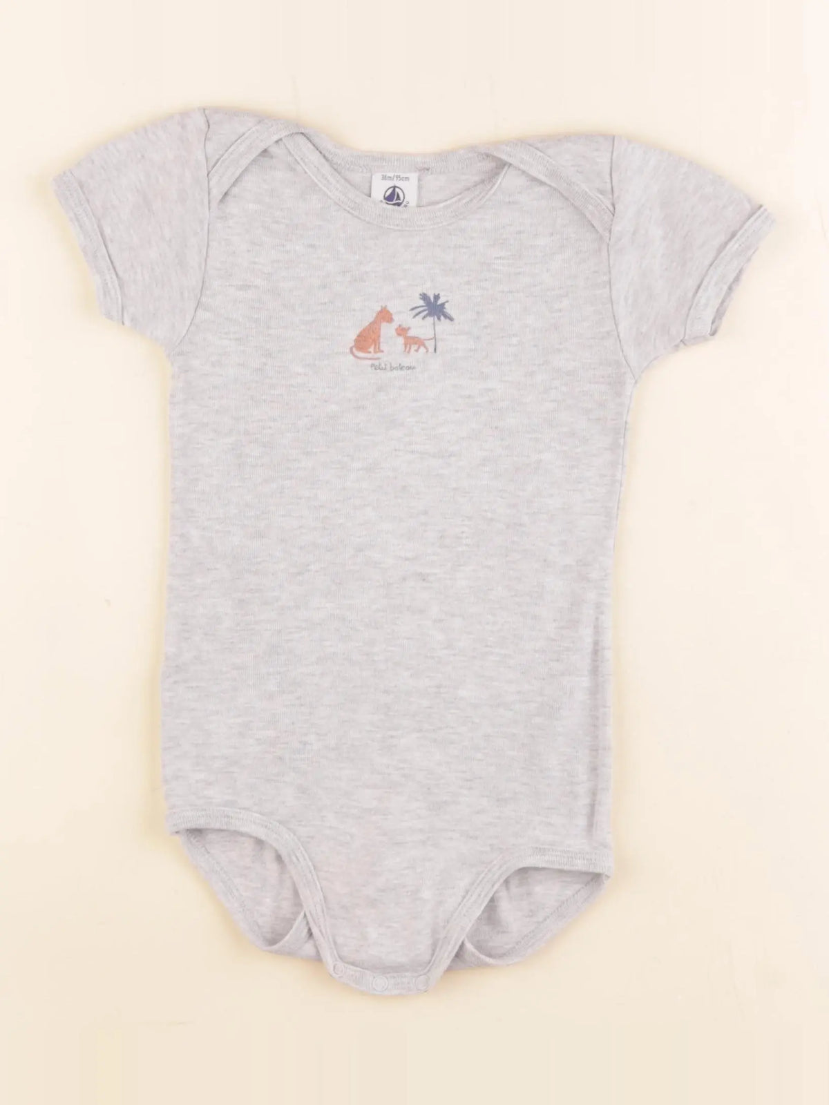 Petit Bateau - body gris - 36 mois