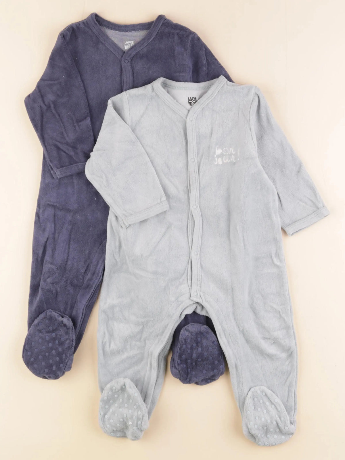 La Redoute - lot de 2 pyjamas velours bleu, vert - 12 mois