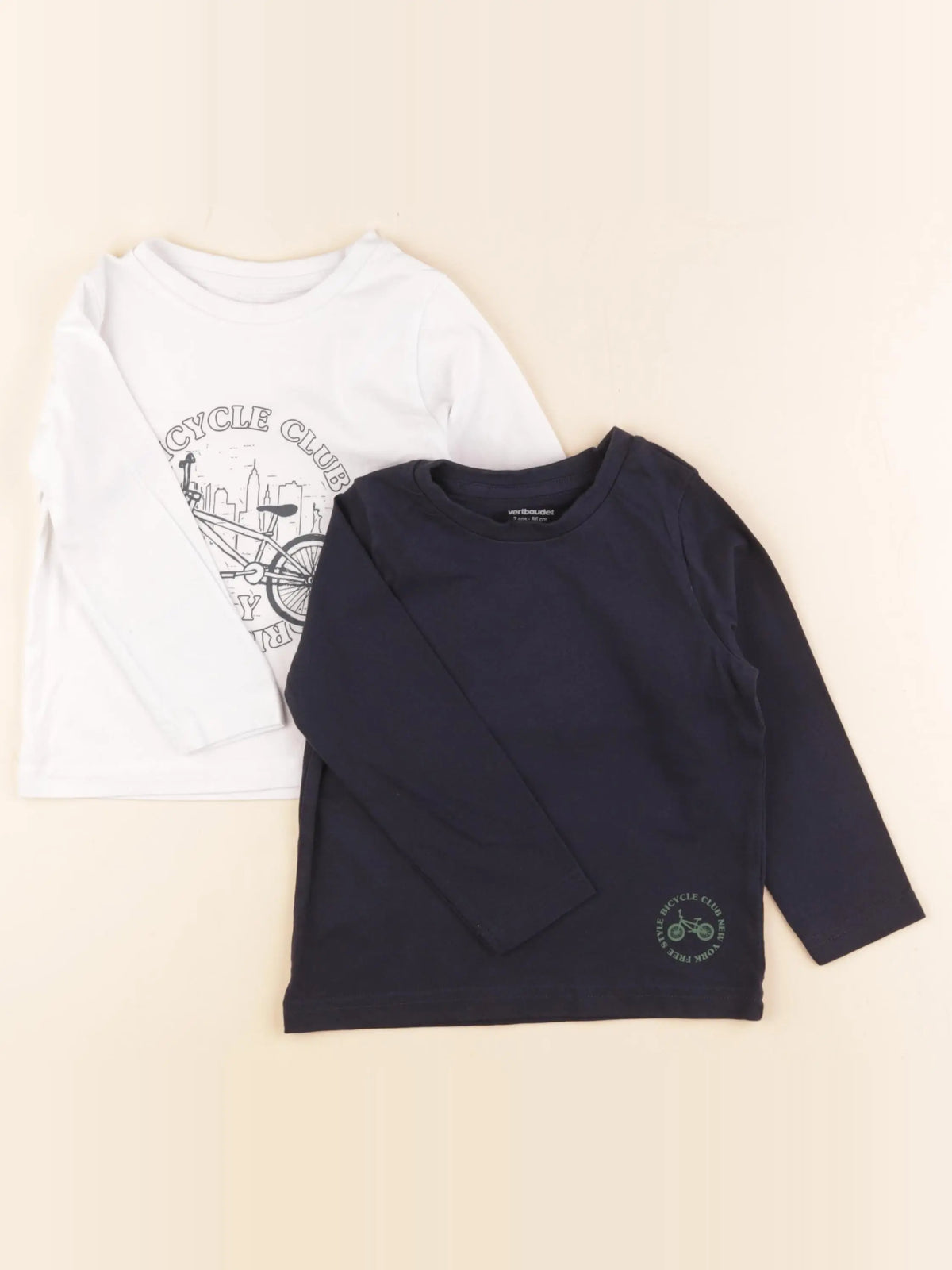 Vertbaudet - lot de 2 tee-shirts blanc, noir - 2 ans