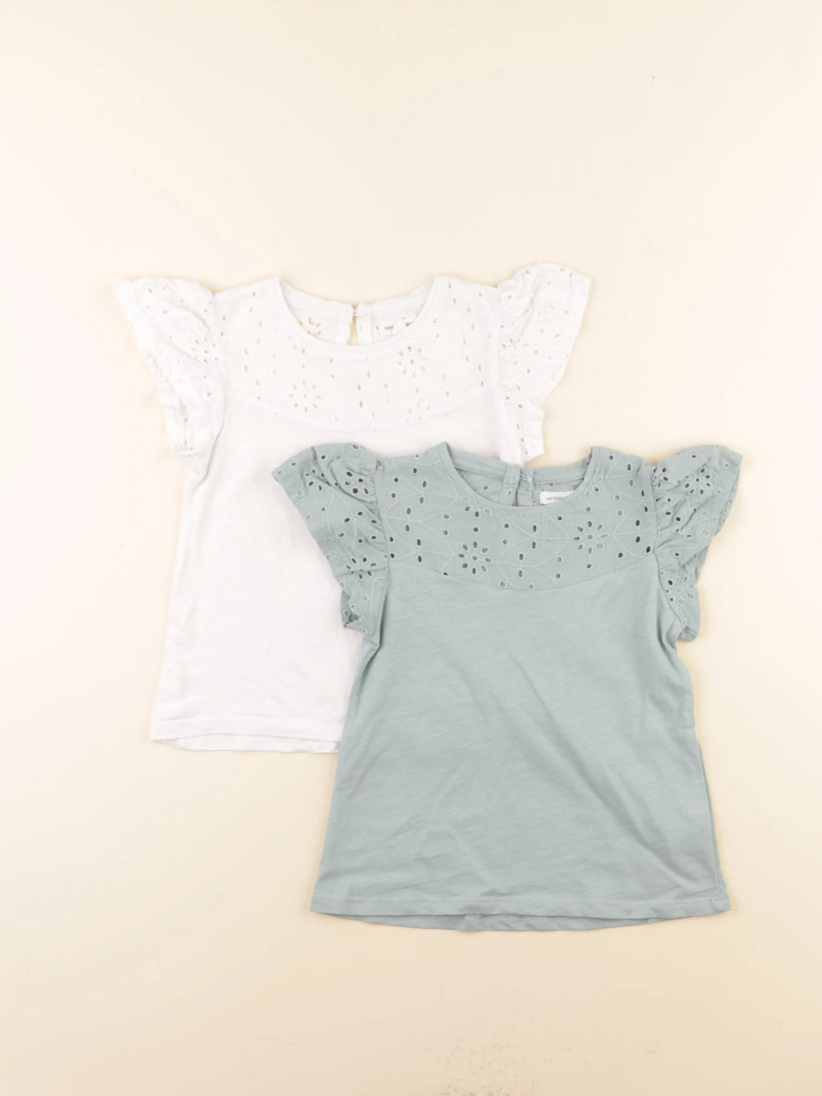 Vertbaudet - lot de 2 tee-shirts vert, blanc - 5 ans