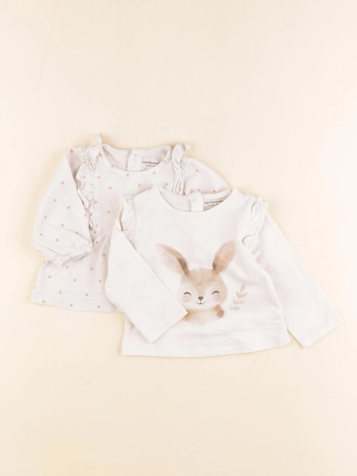 Vertbaudet - tee-shirt beige - 3 mois