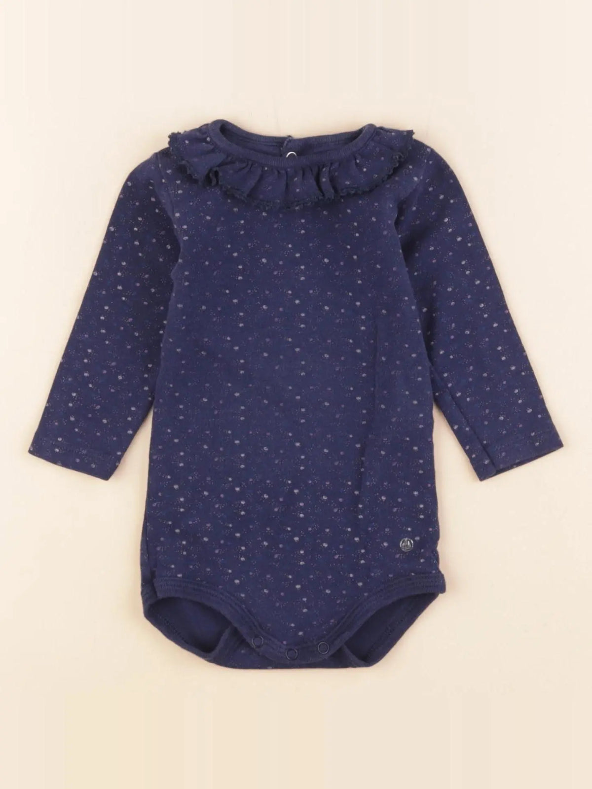 Petit Bateau - body à col bleu, blanc - 6 mois