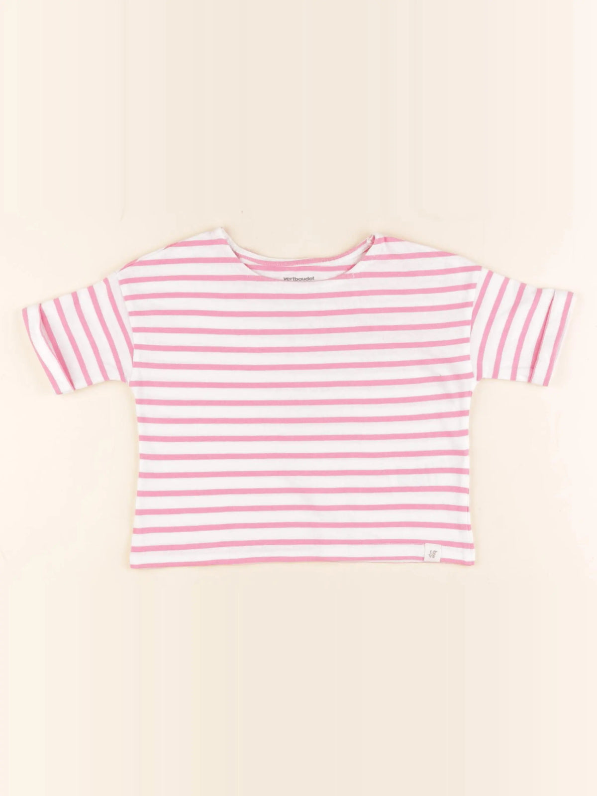 Vertbaudet - tee-shirt blanc, rose - 2 ans