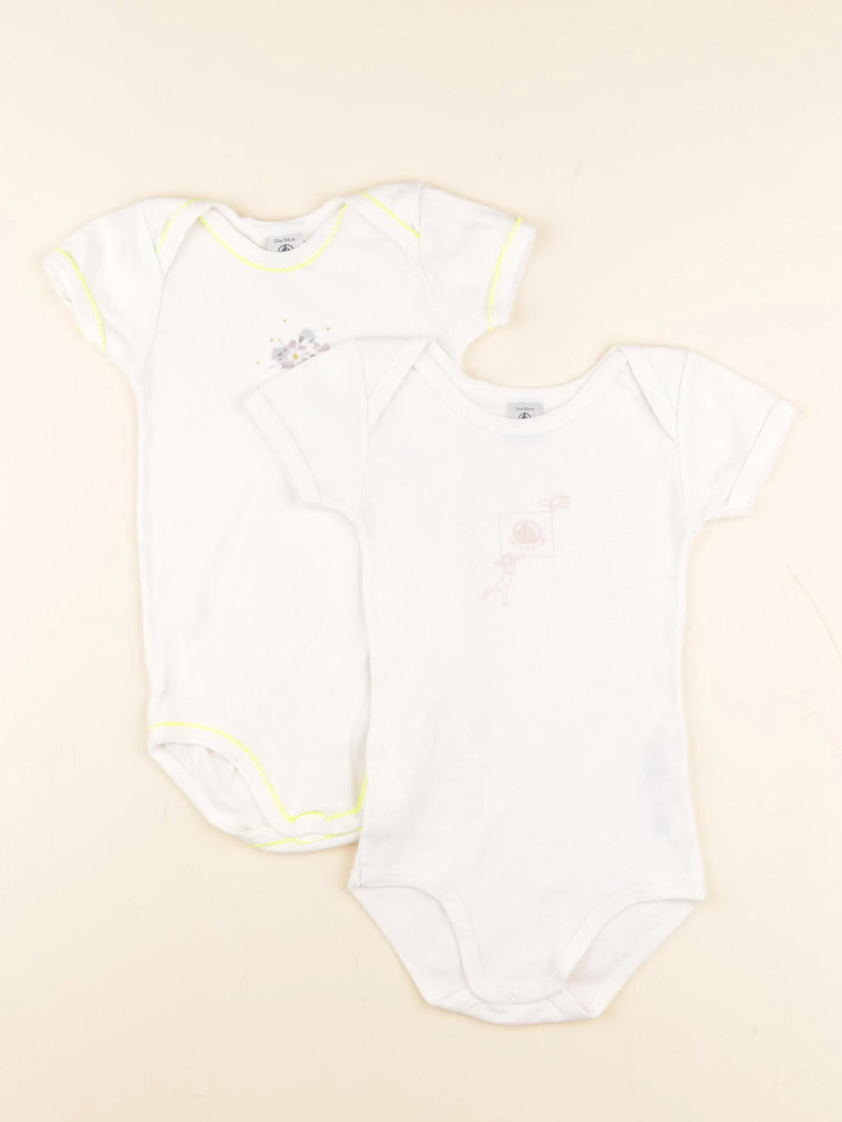 Petit Bateau - lot de 2 bodies en coton blanc - 24 mois