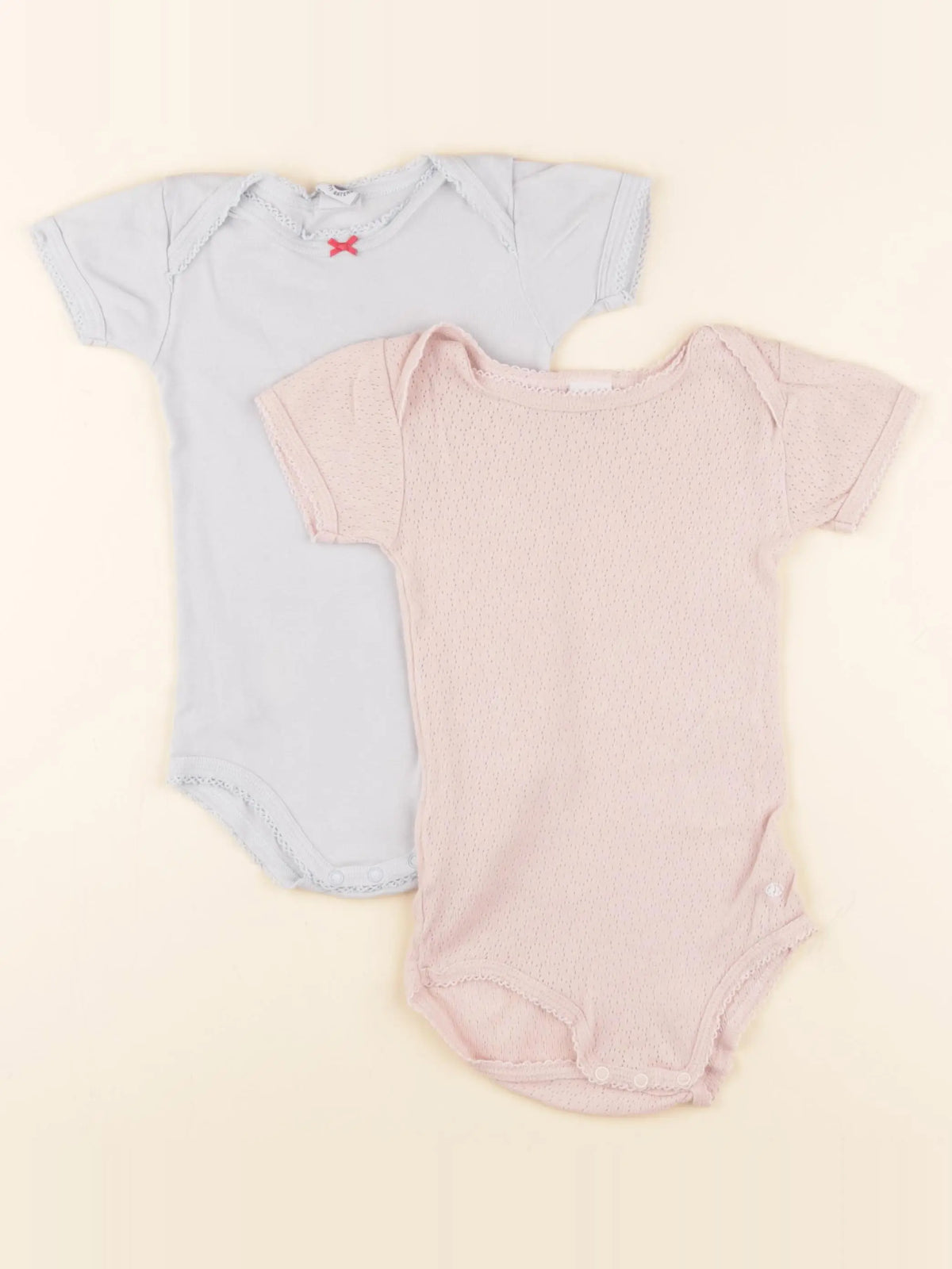 Petit Bateau - lot de 2 bodies en coton rose - 18 mois