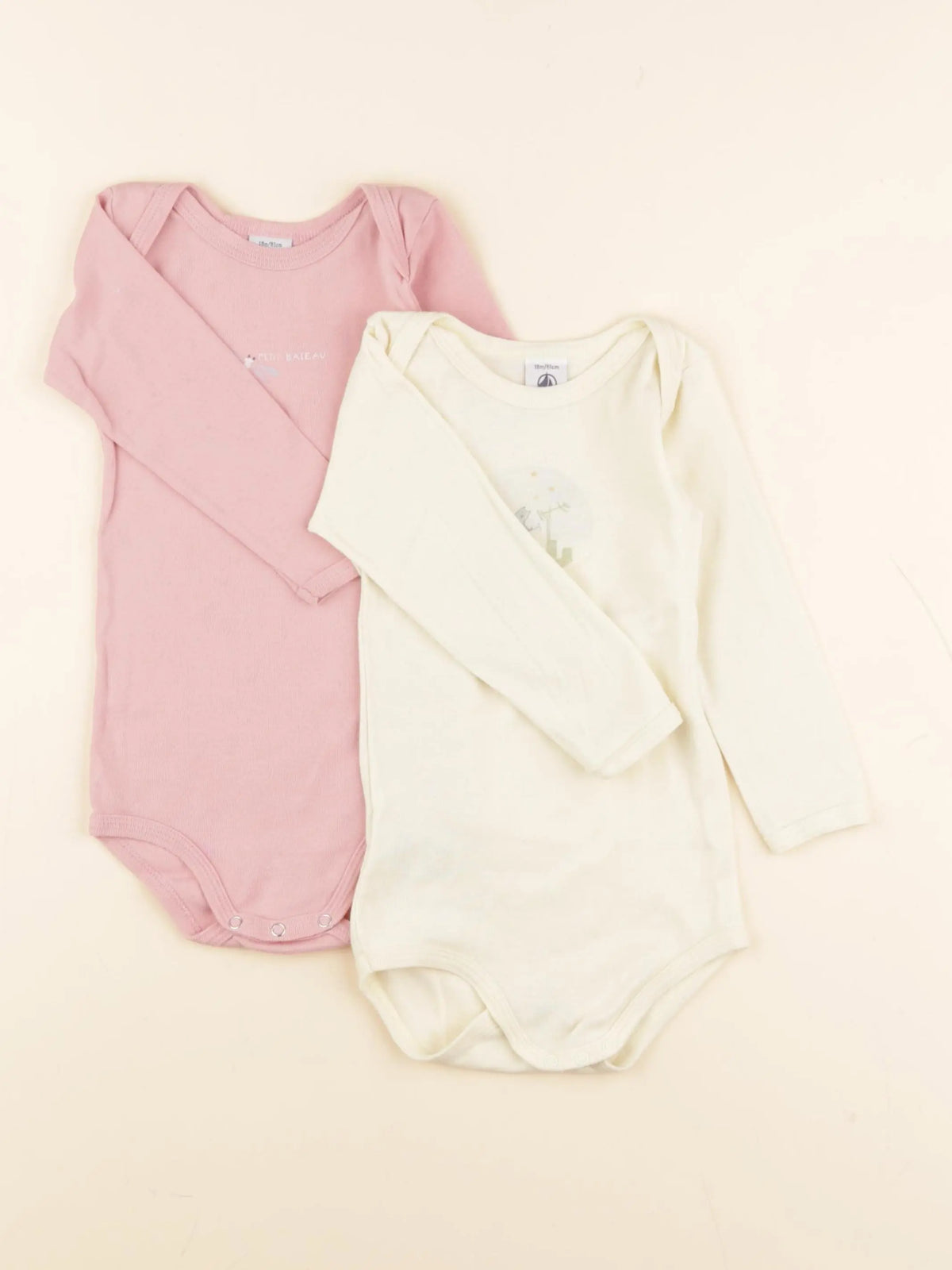 Petit Bateau - lot de 2 bodies en coton jaune - 18 mois