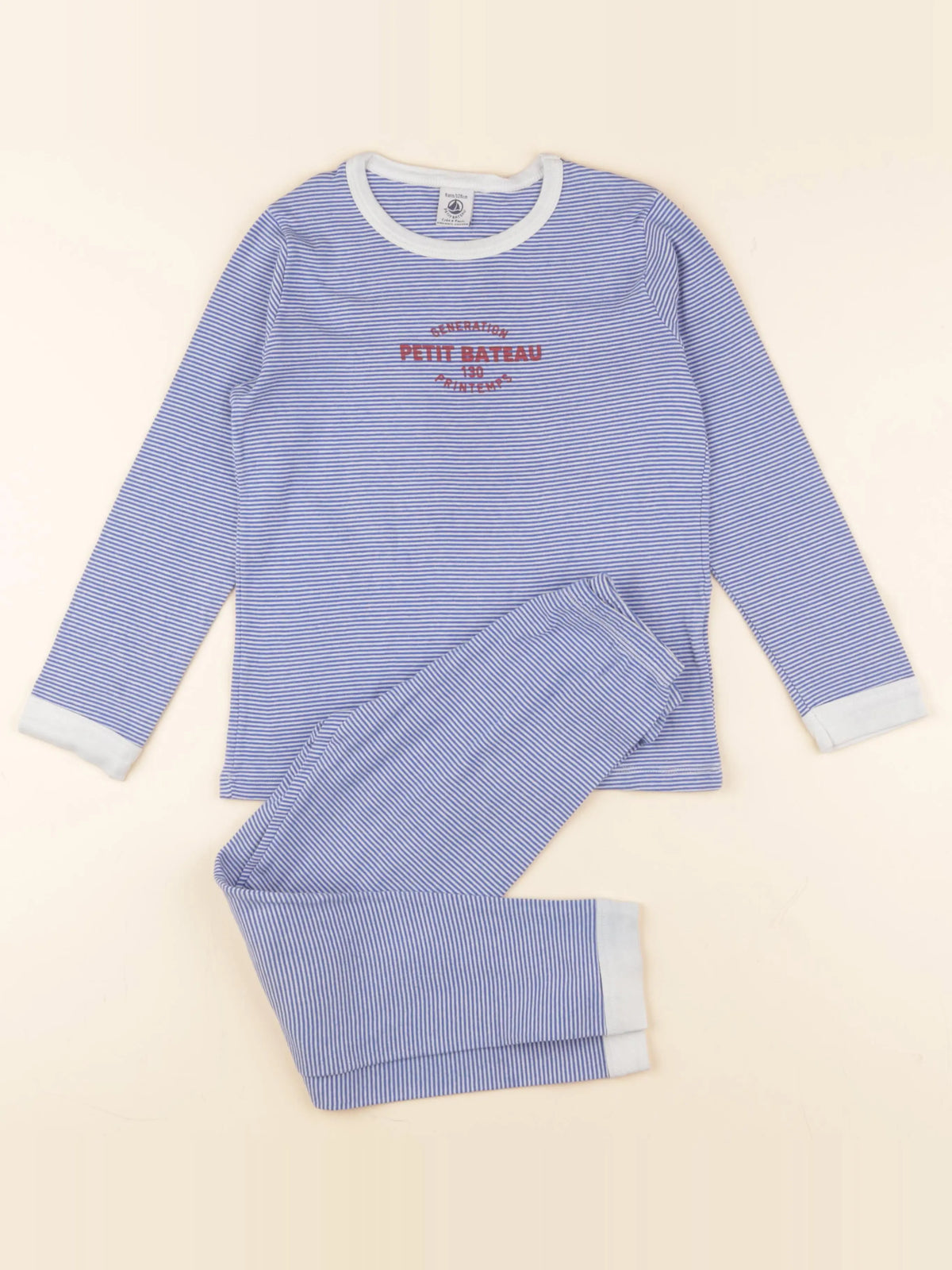 Petit Bateau - pyjama coton bleu - 8 ans