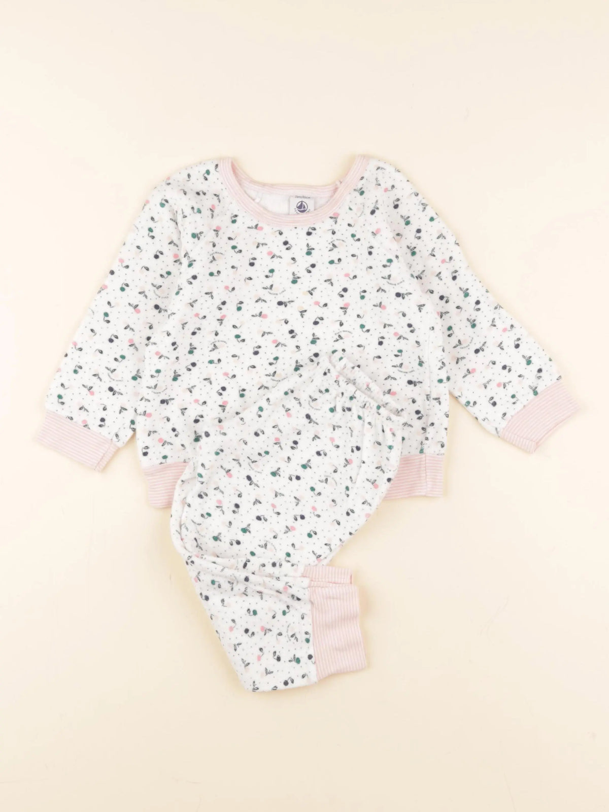 Petit Bateau - pyjama velours blanc - 2 ans