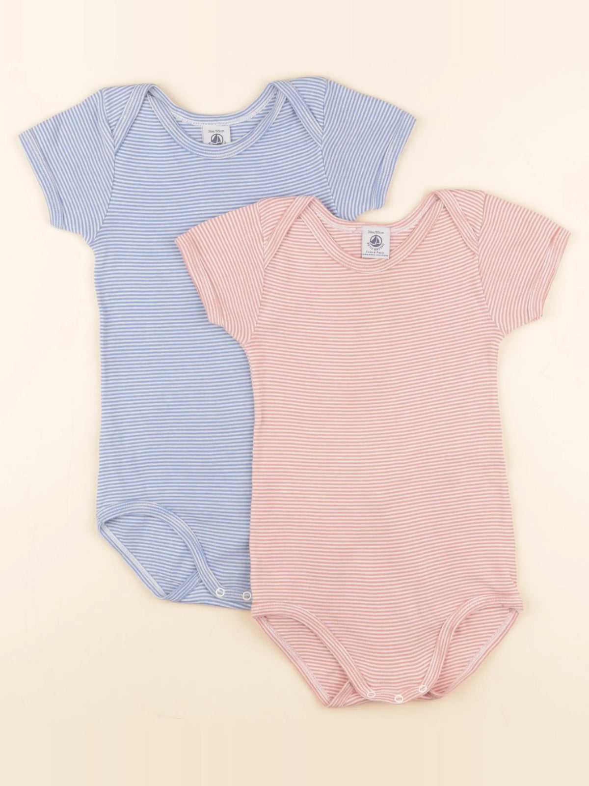 Petit Bateau - lot de 2 bodies en coton rose - 36 mois