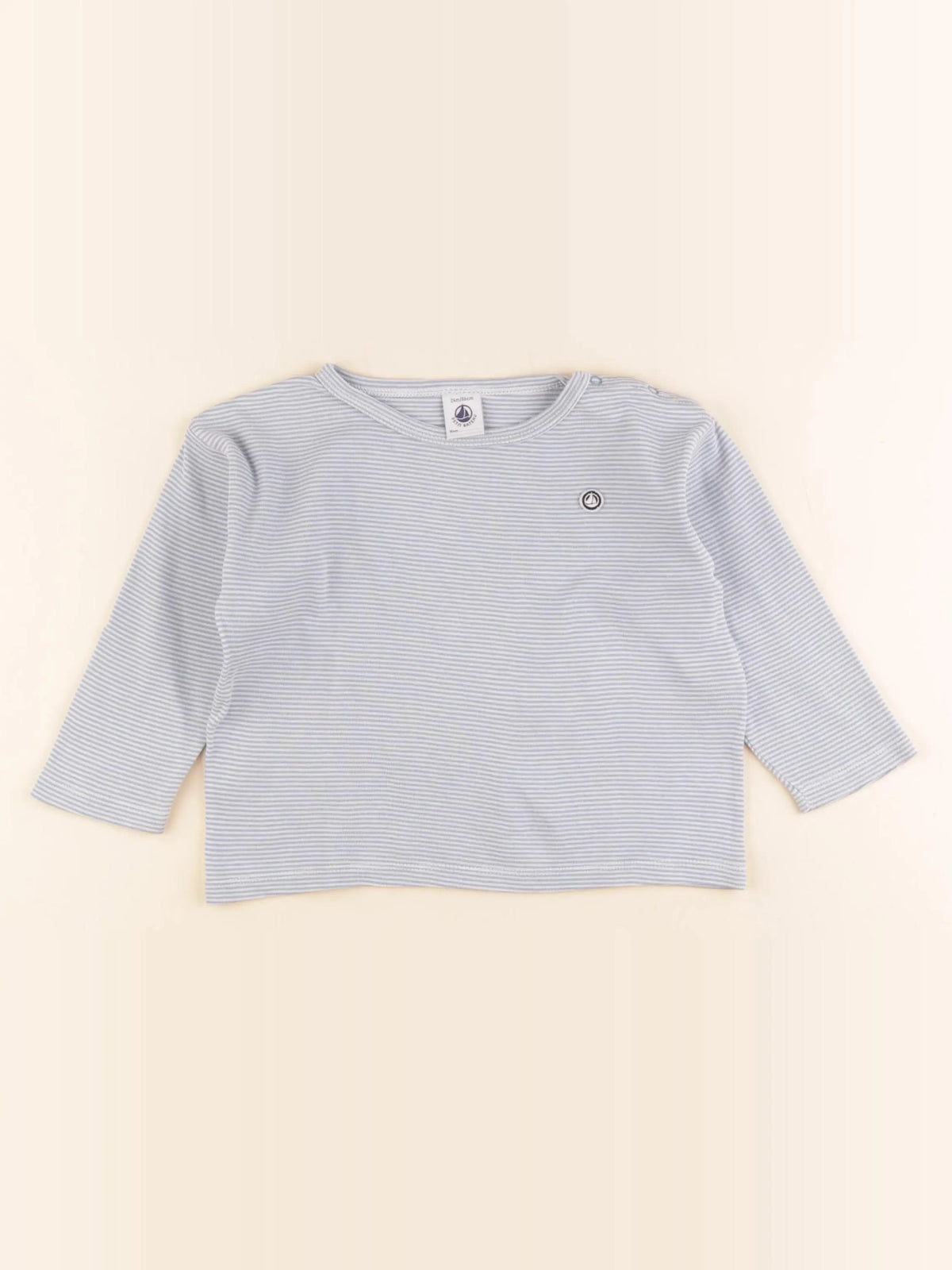 Petit Bateau - maillot de corps blanc, bleu - 24 mois