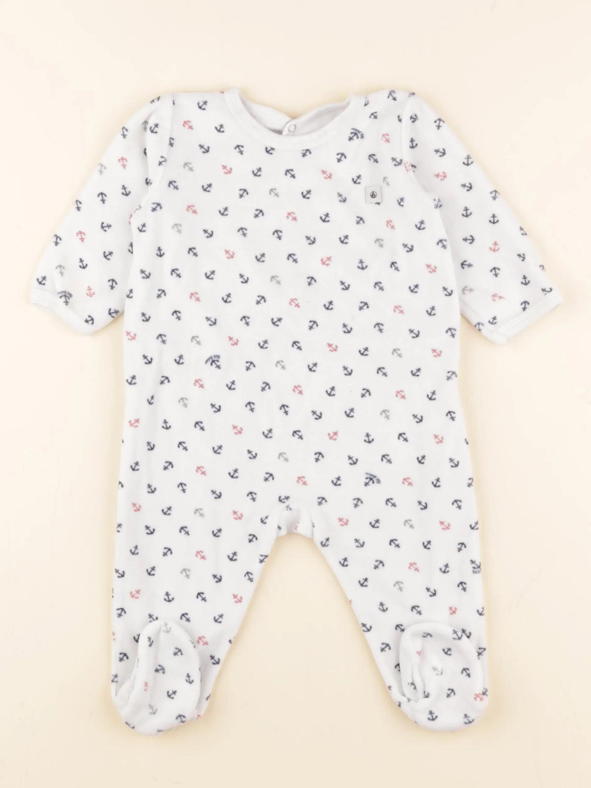 Petit Bateau - pyjama velours blanc - 6 mois