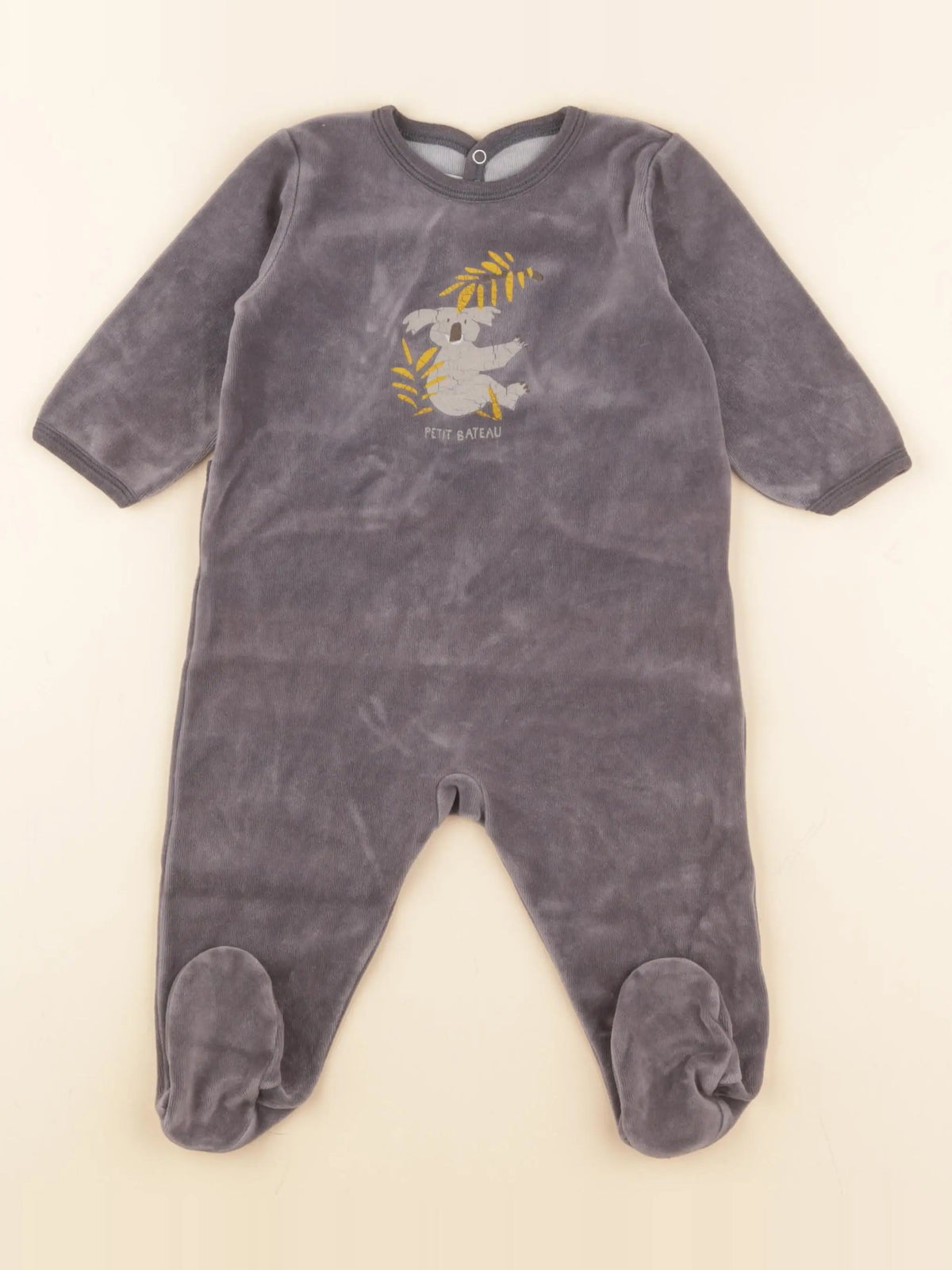 Petit Bateau - pyjama velours gris - 9 mois