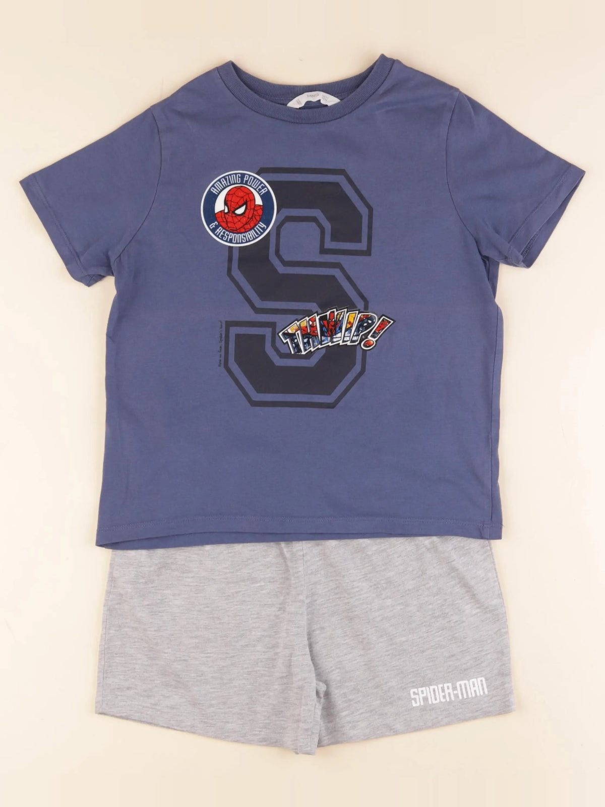 Mango - pyjama coton bleu, gris - 5/6 ans