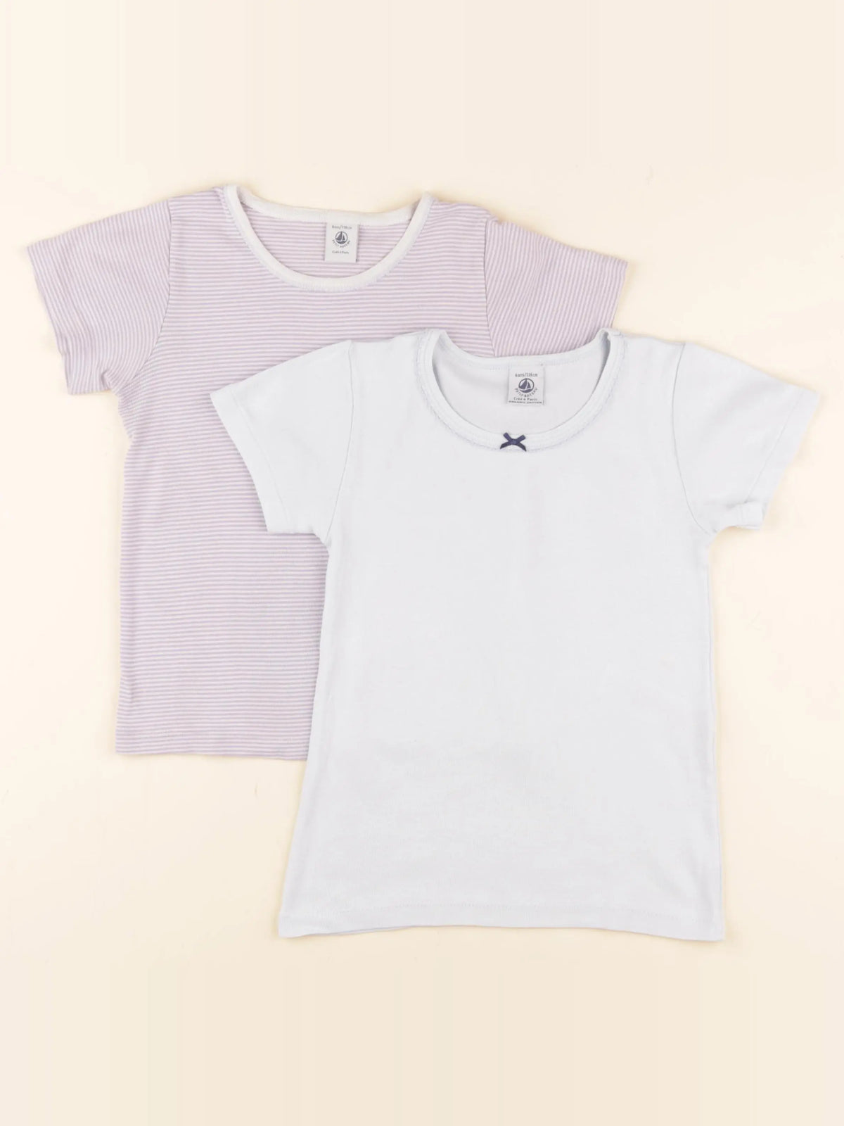 Petit Bateau - lot de 2 maillots de corps bleu, violet - 6 ans
