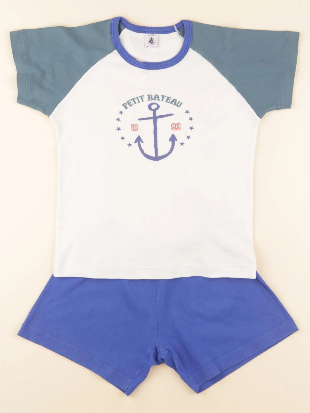 Petit Bateau - pyjama coton bleu - 8 ans