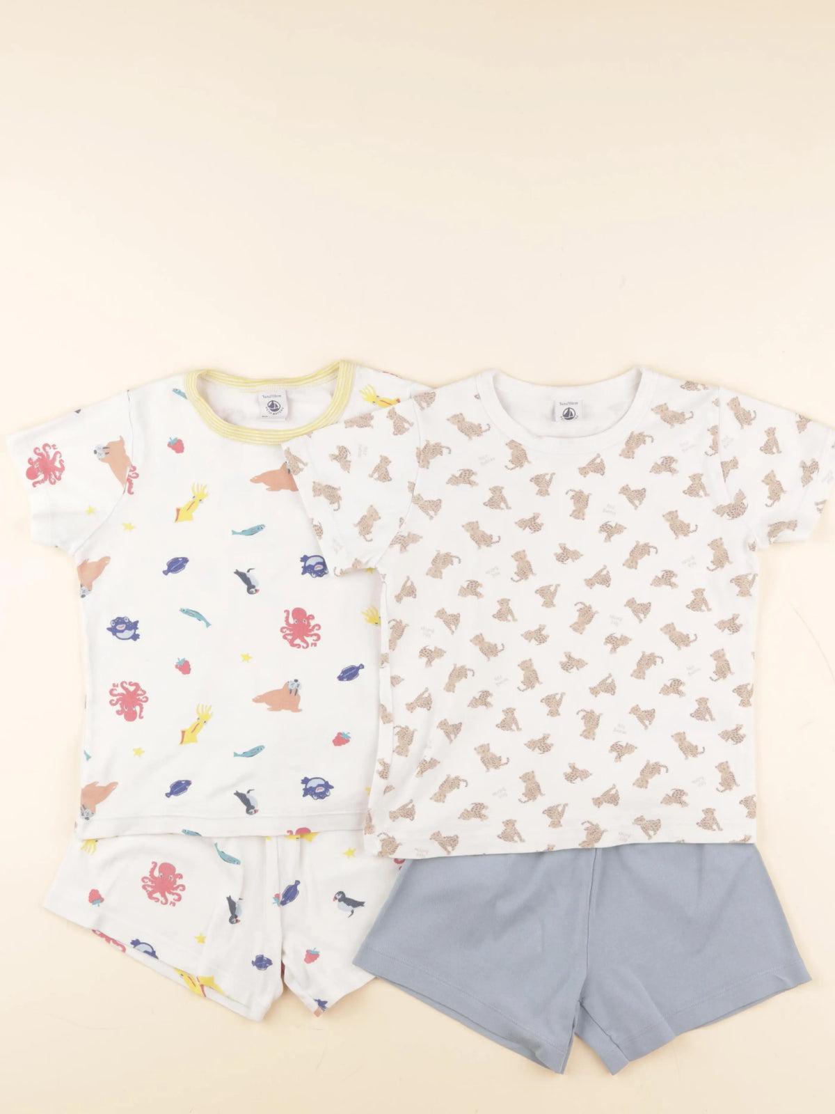Petit Bateau - lot de 2 pyjamas coton bleu, jaune - 5 ans