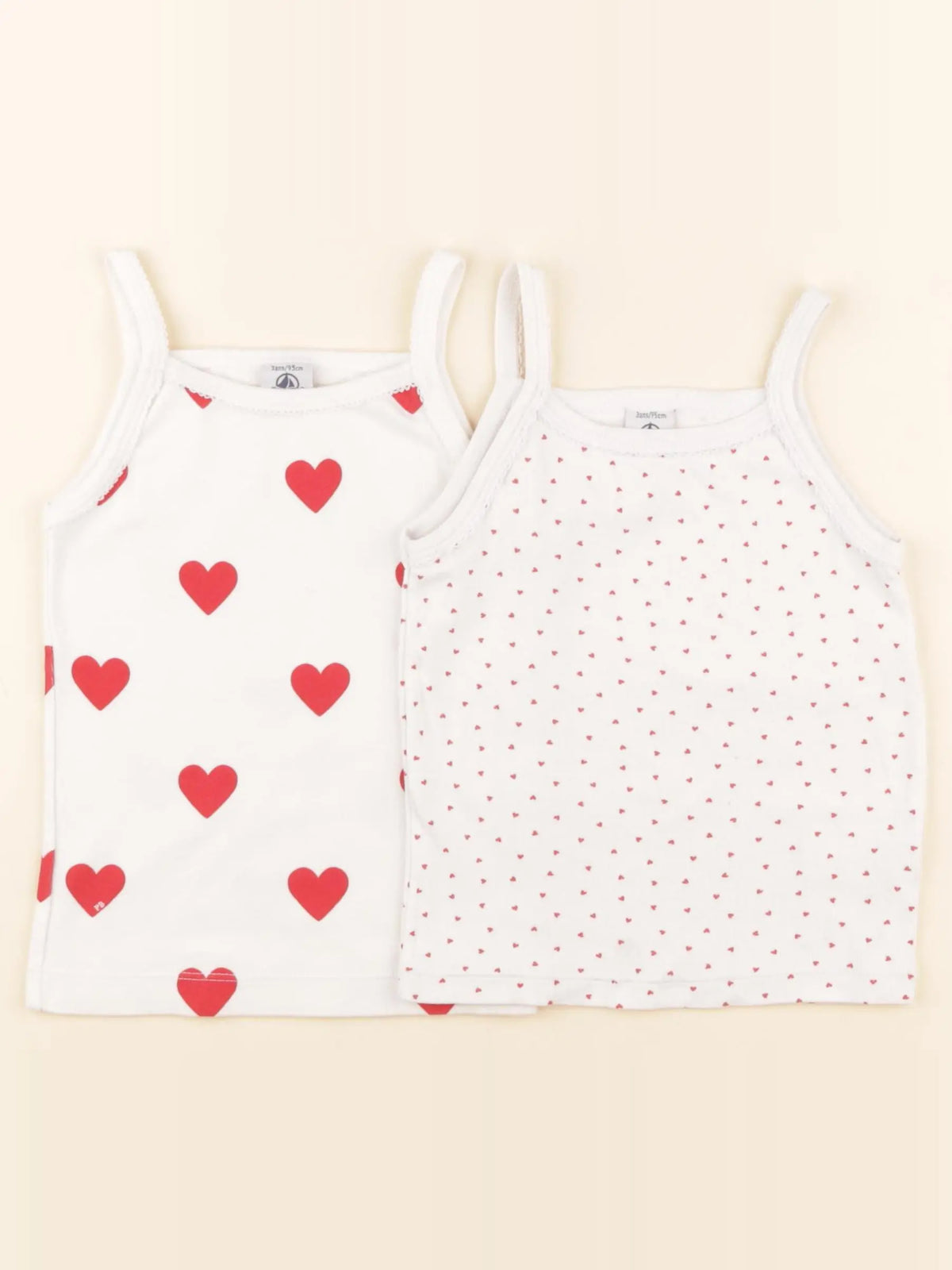 Petit Bateau - lot de 2 maillots de corps rouge - 3 ans