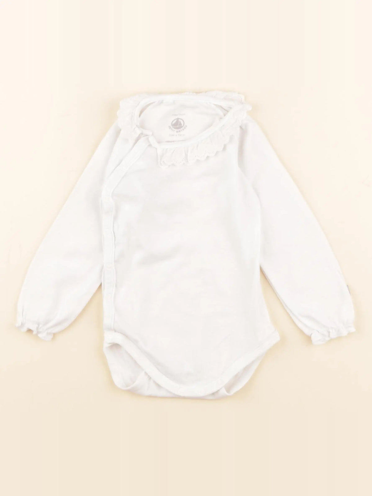 Petit Bateau - body à col blanc - 12 mois