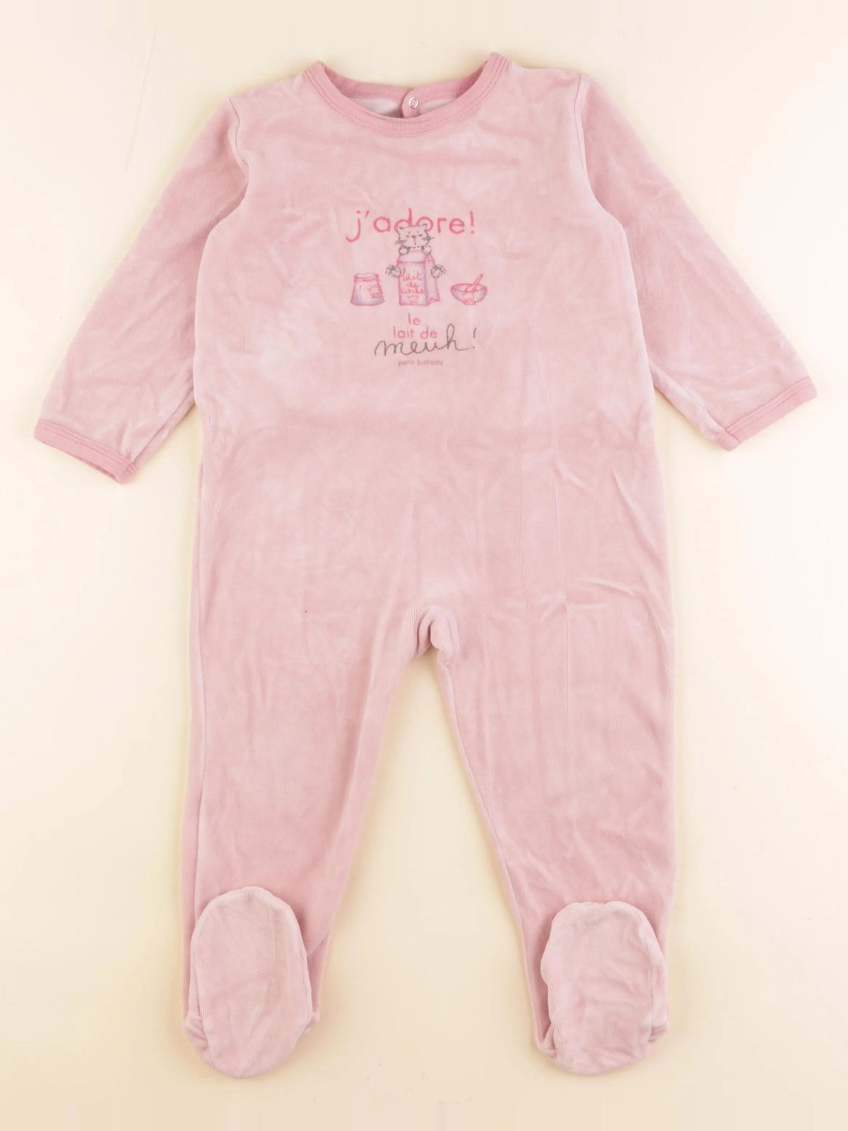 Petit Bateau - pyjama velours rose - 36 mois