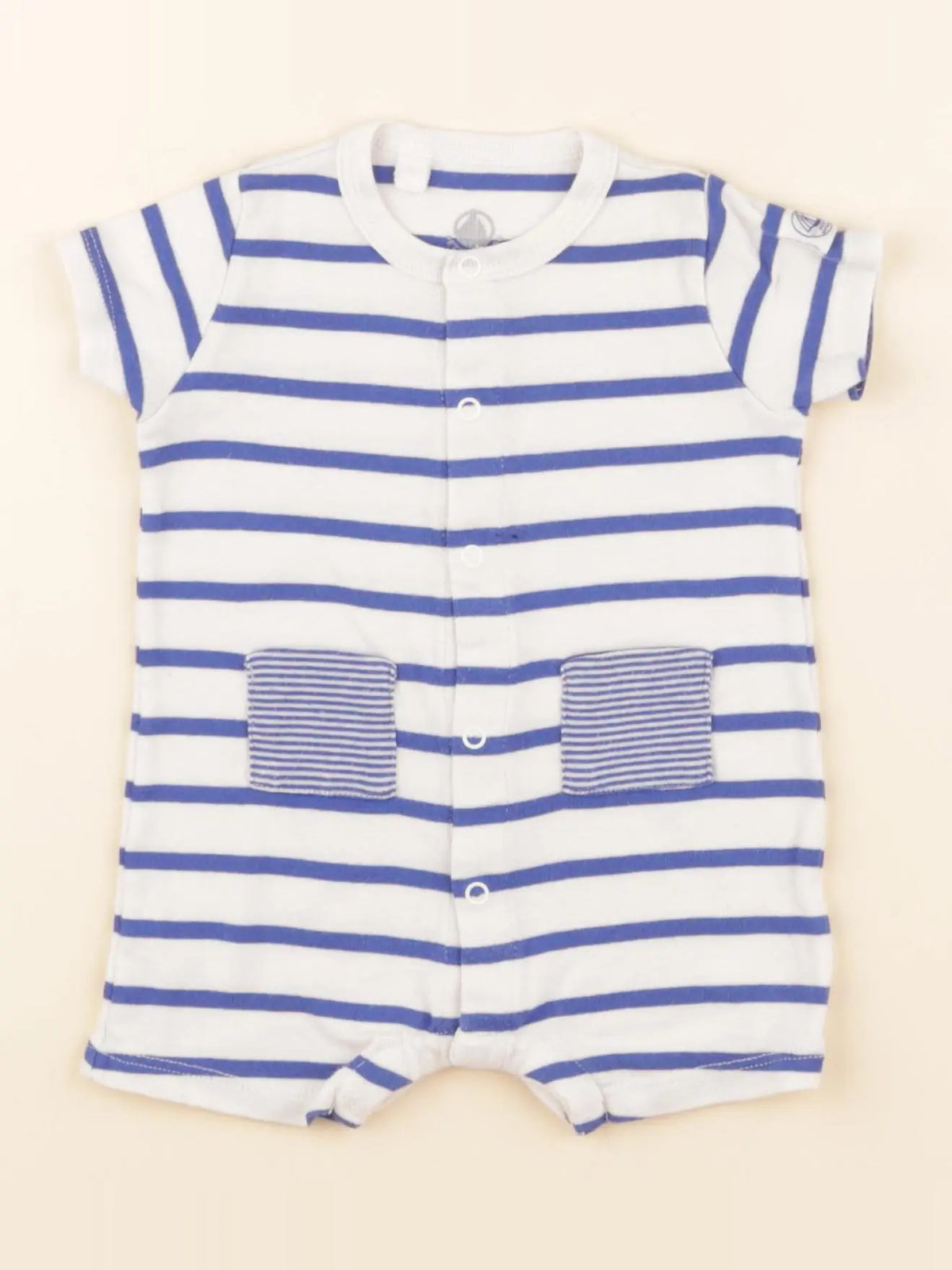 Petit Bateau - pyjama coton bleu, blanc - 1 mois