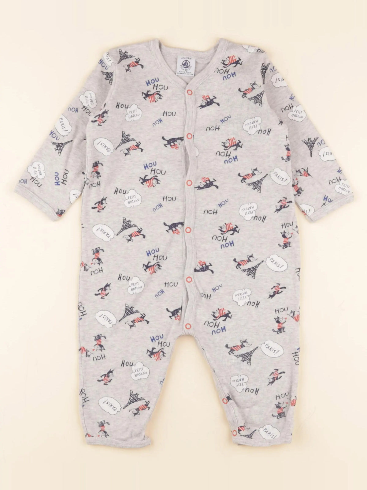 Petit Bateau - pyjama coton gris - 12 mois