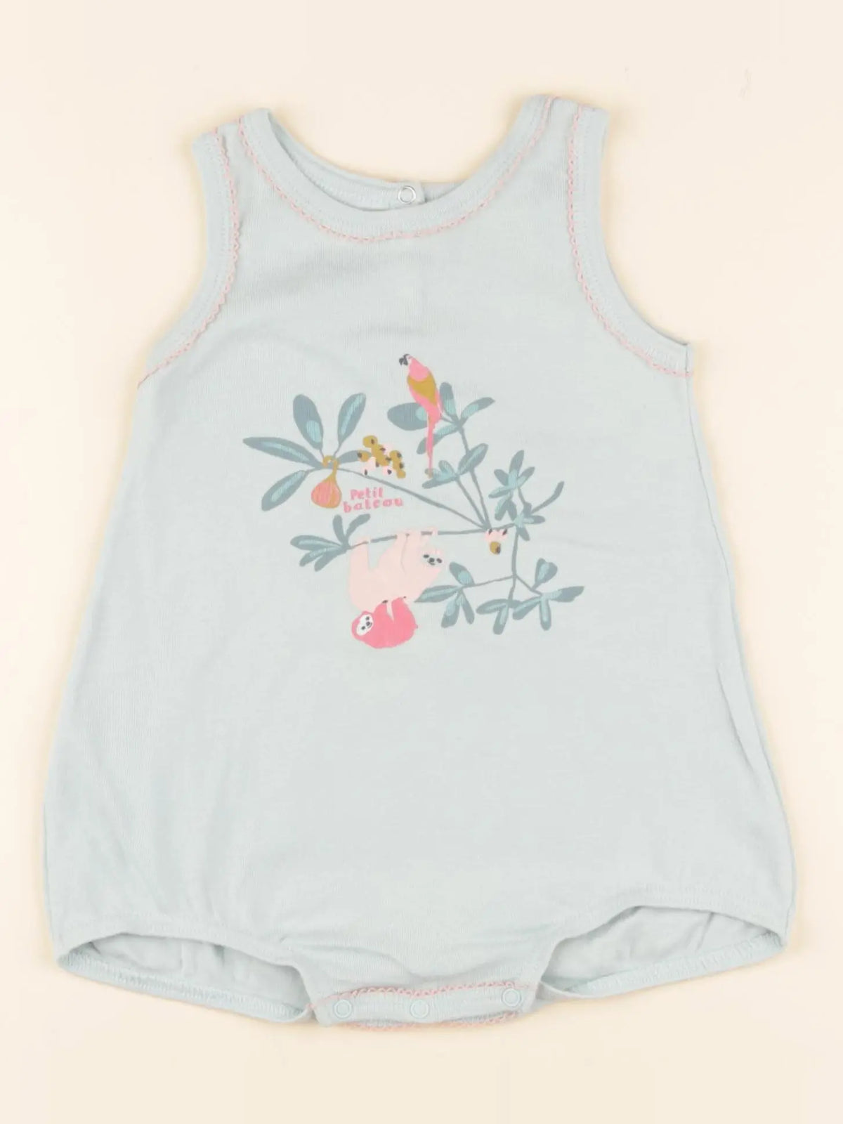 Petit Bateau - pyjama coton vert - 12 mois