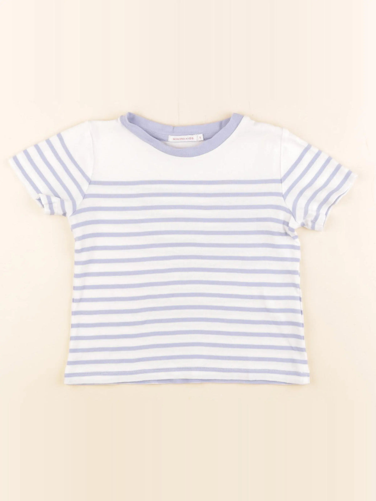 Monoprix - tee-shirt blanc, bleu - 5 ans