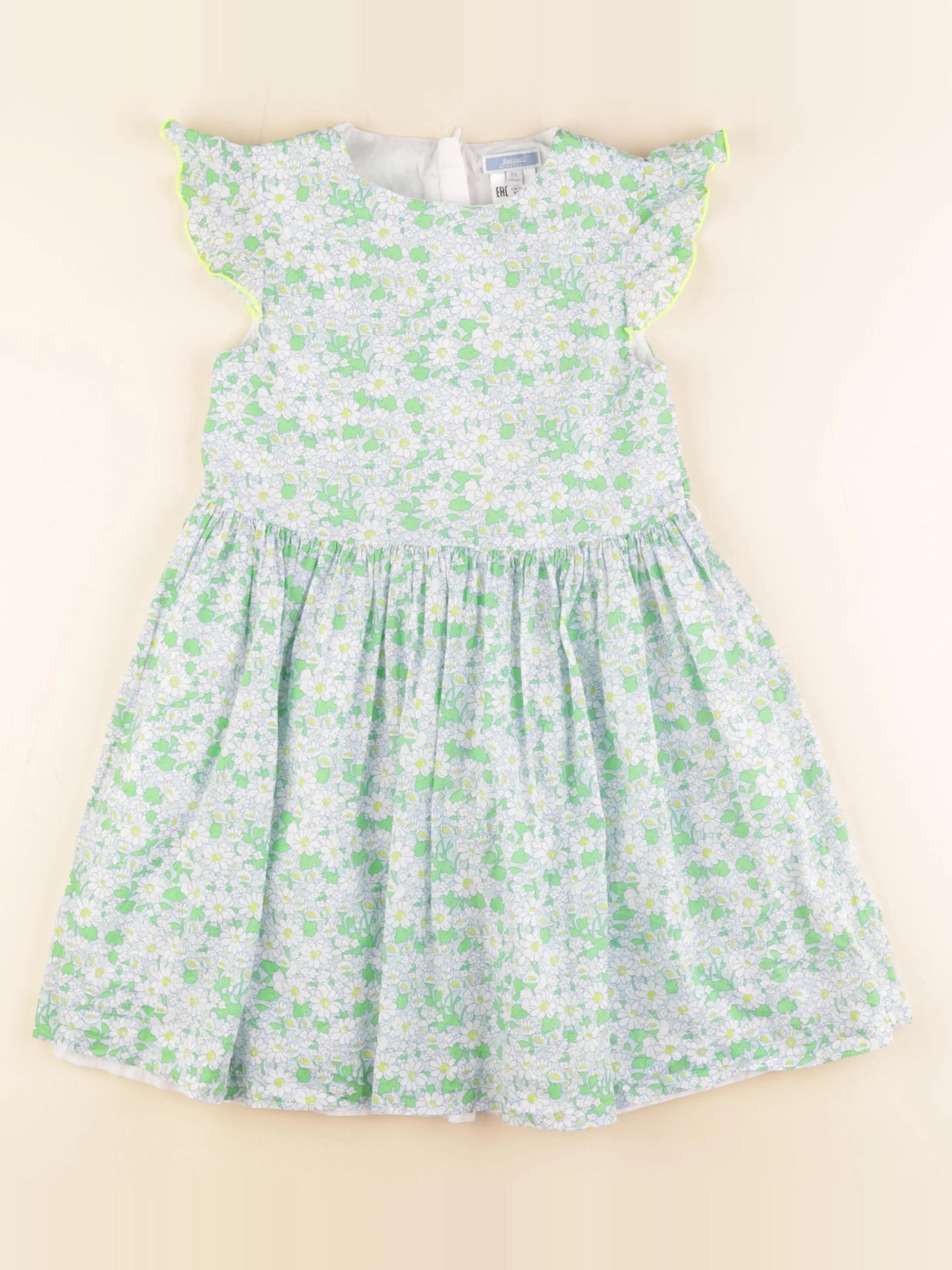 Jacadi - robe liberty blanc, vert - 8 ans