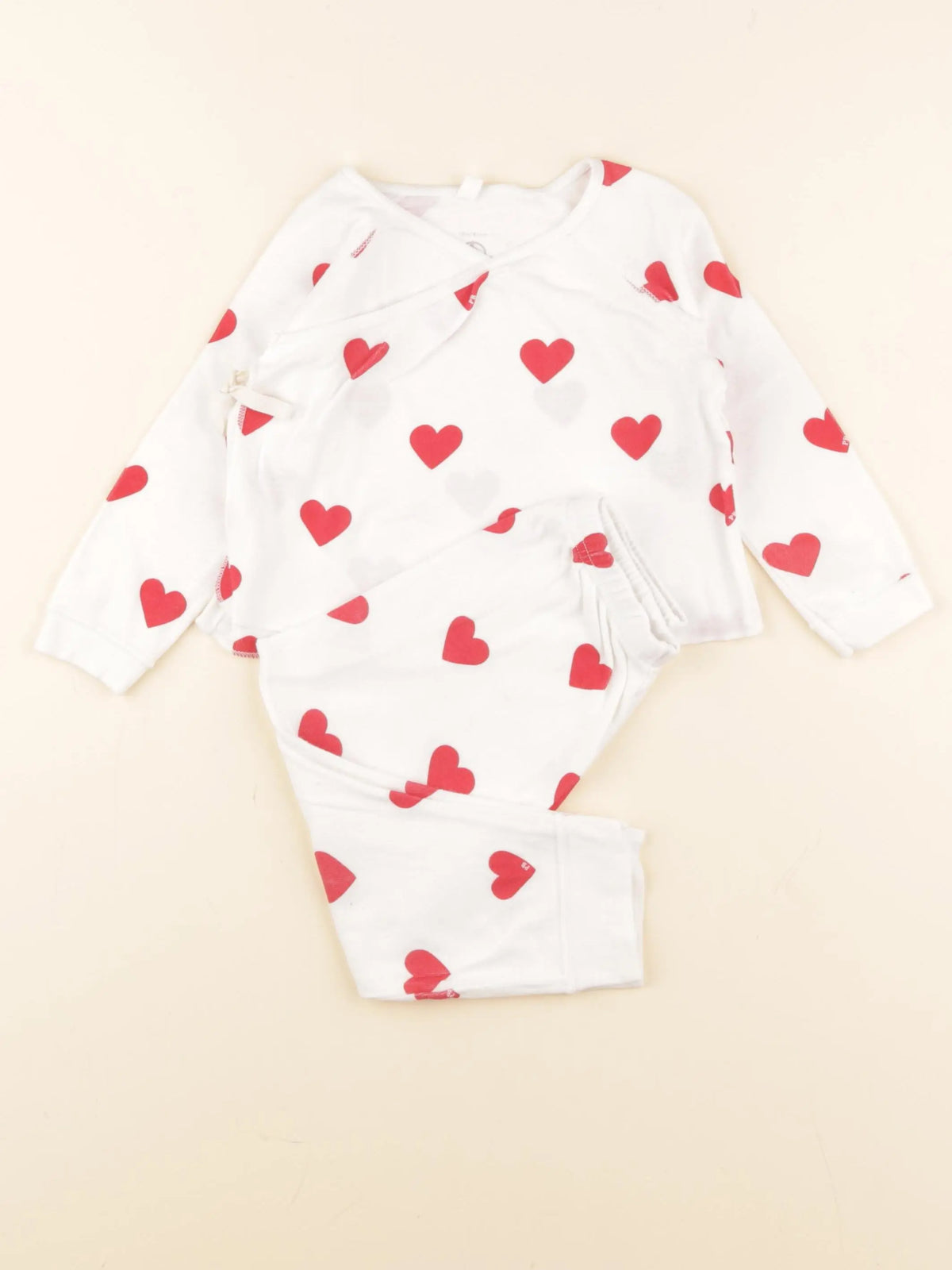Petit Bateau - pyjama coton blanc, rouge - 18 mois
