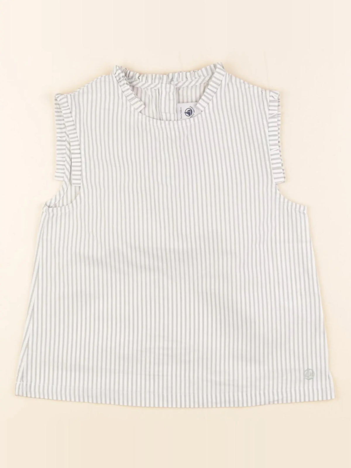Petit Bateau - blouse blanc, vert - 5 ans