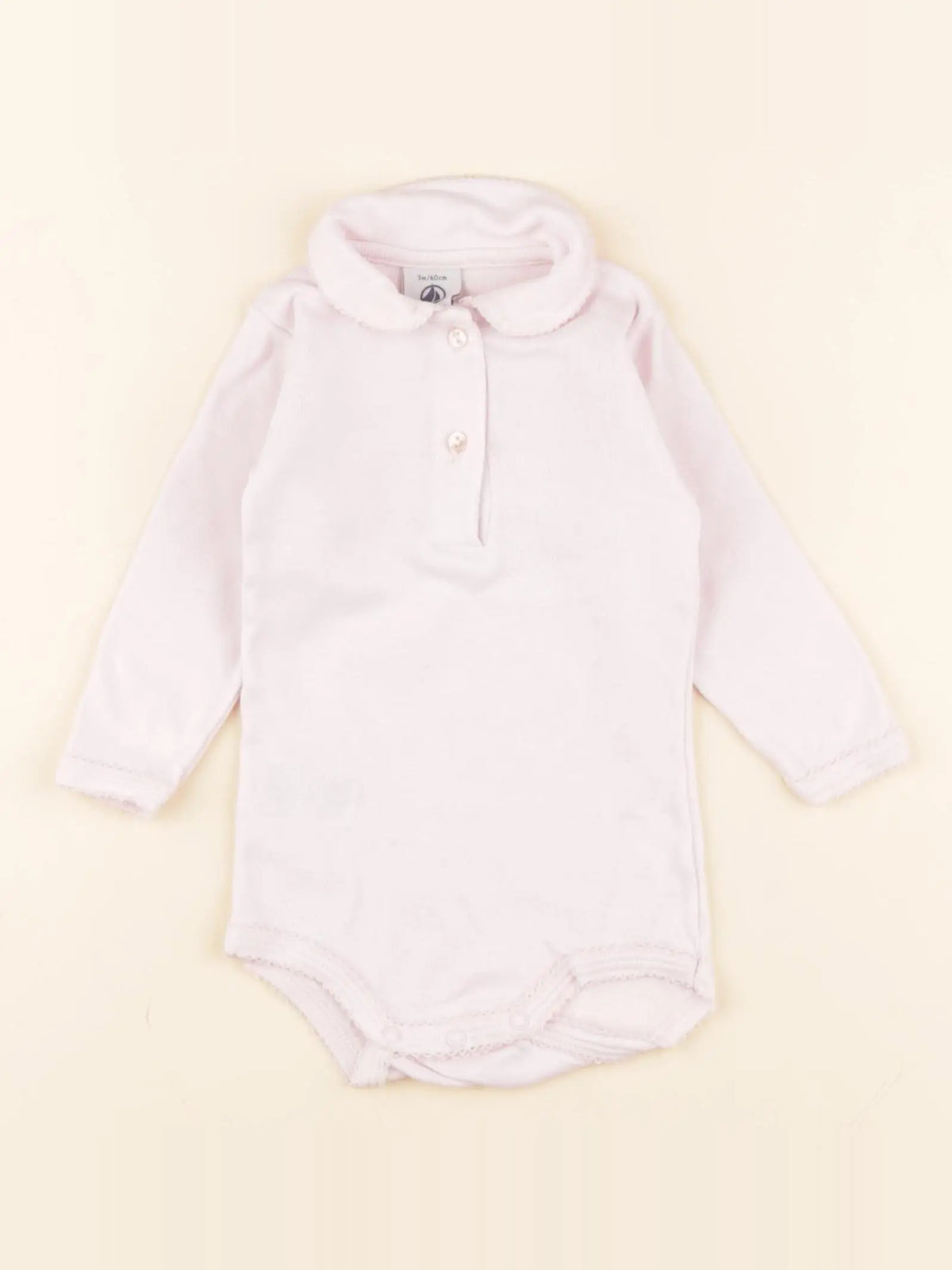 Petit Bateau - body à col rose - 3 mois