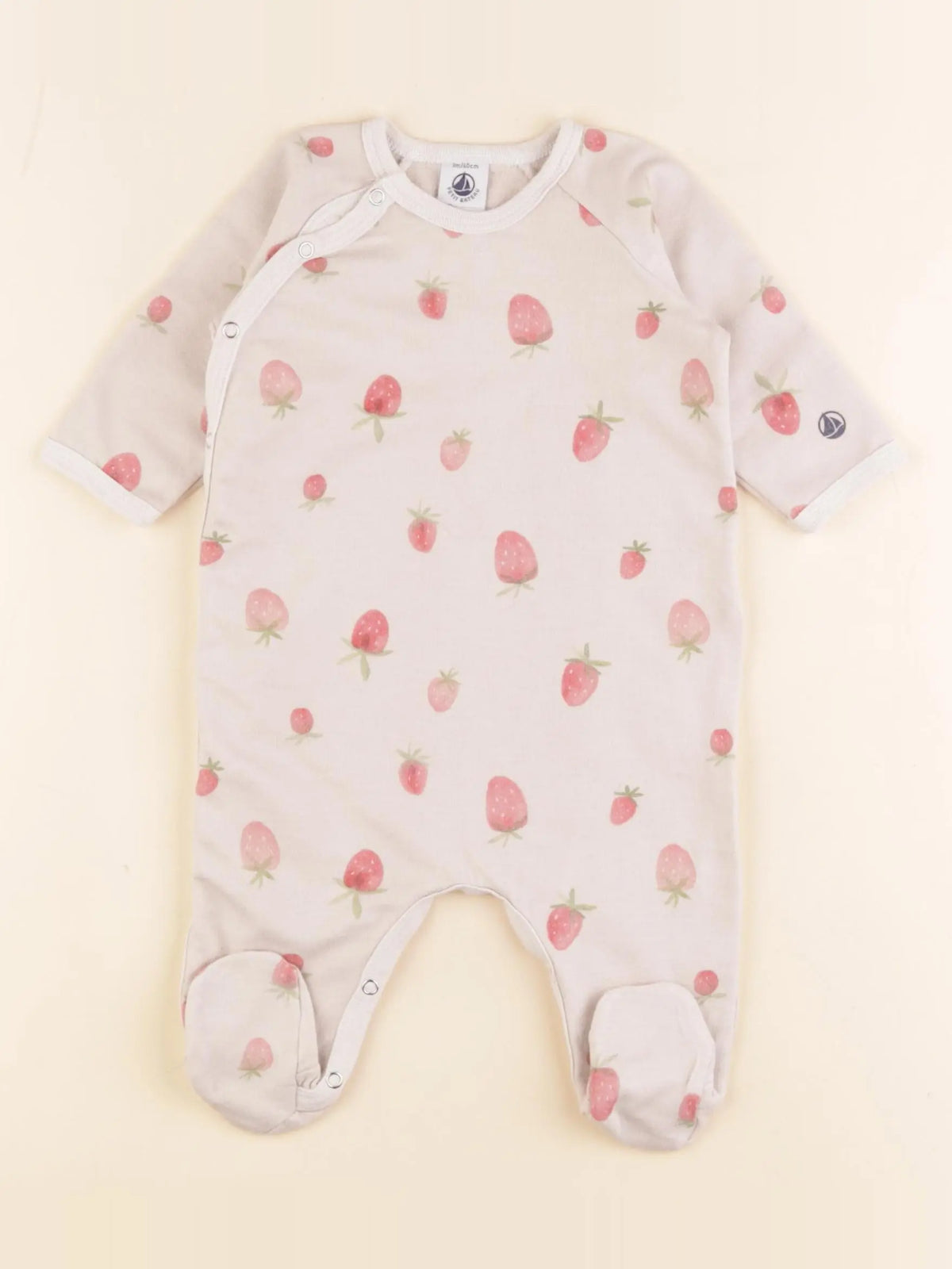 Petit Bateau - pyjama coton beige, rose - 3 mois