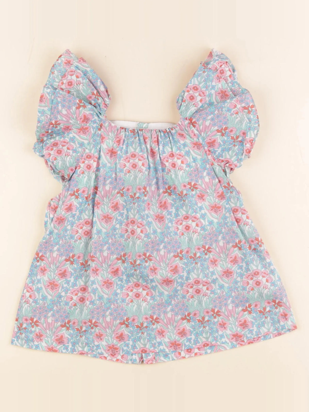 Jacadi - blouse liberty bleu, rose - 6 ans