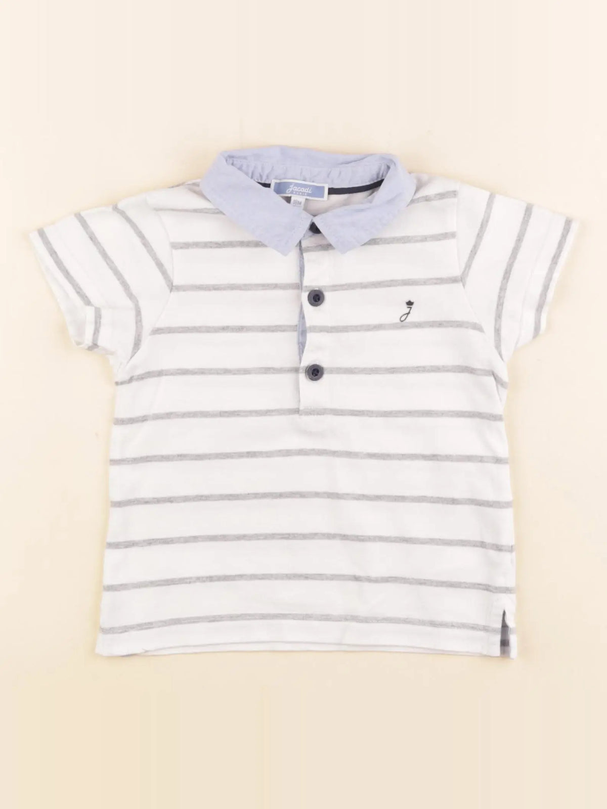 Jacadi - polo blanc, bleu - 18 mois