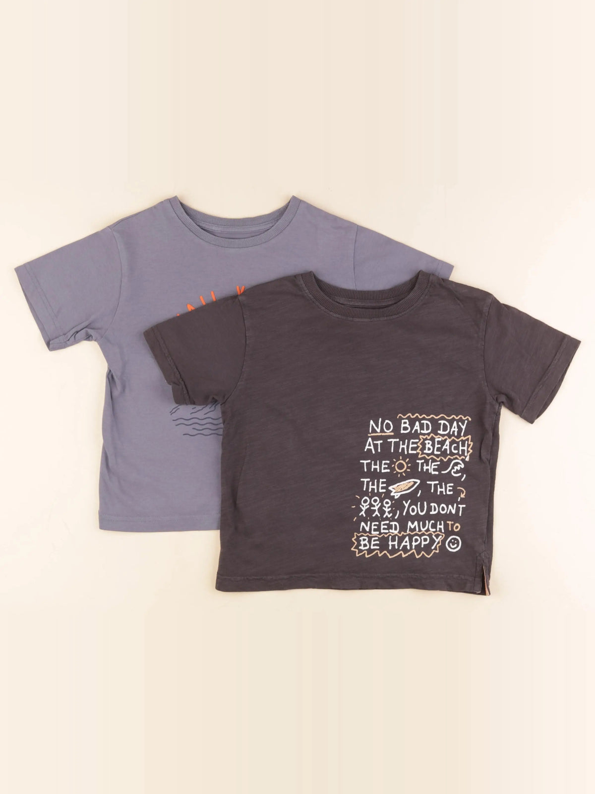 Vertbaudet - lot de 2 tee-shirts bleu, gris - 5 ans