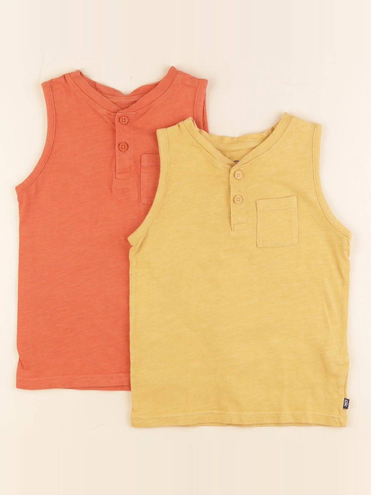Okaidi - lot de 2 débardeurs jaune, orange - 4 ans