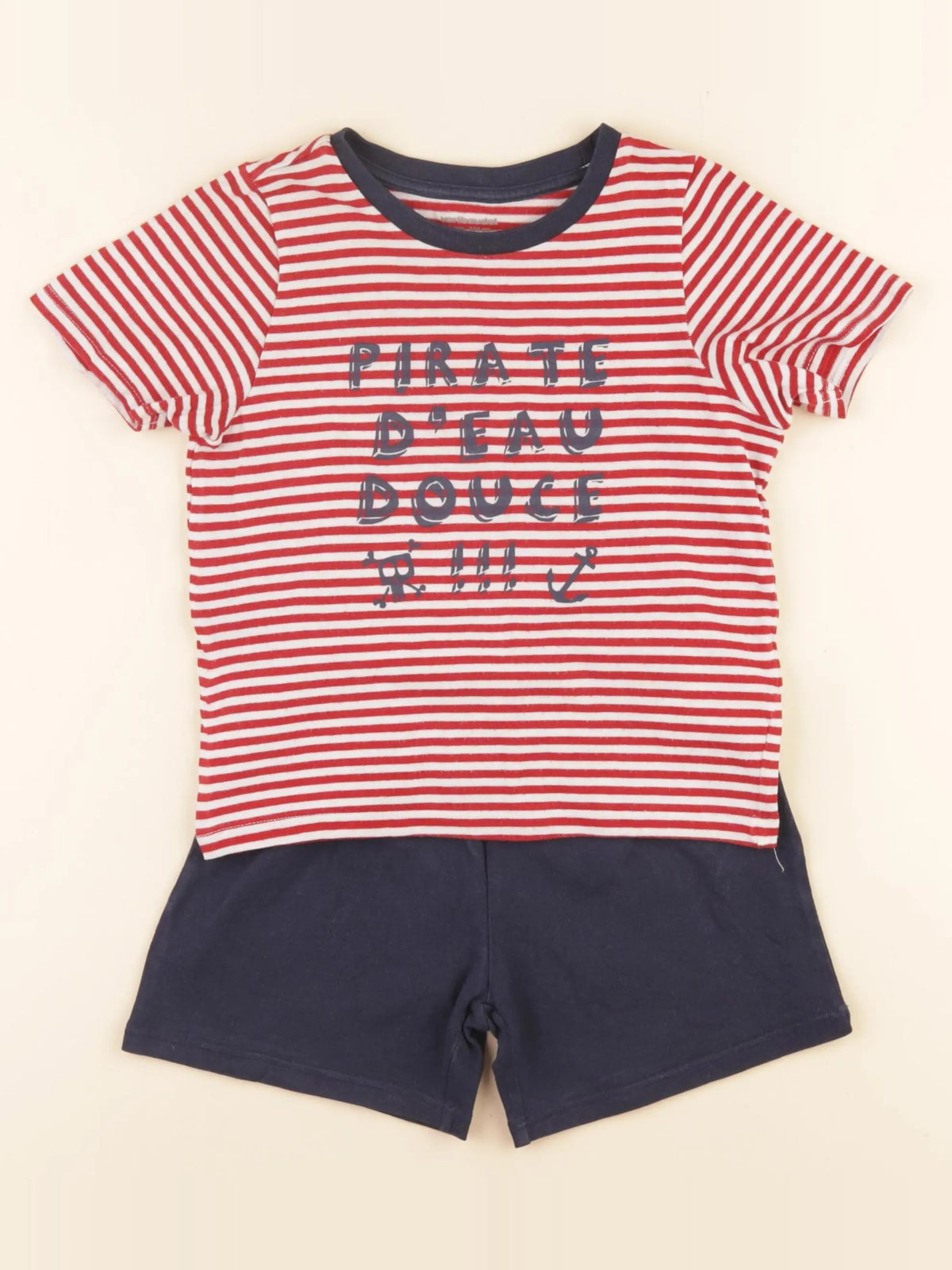Vertbaudet - pyjama coton bleu, rouge - 4 ans