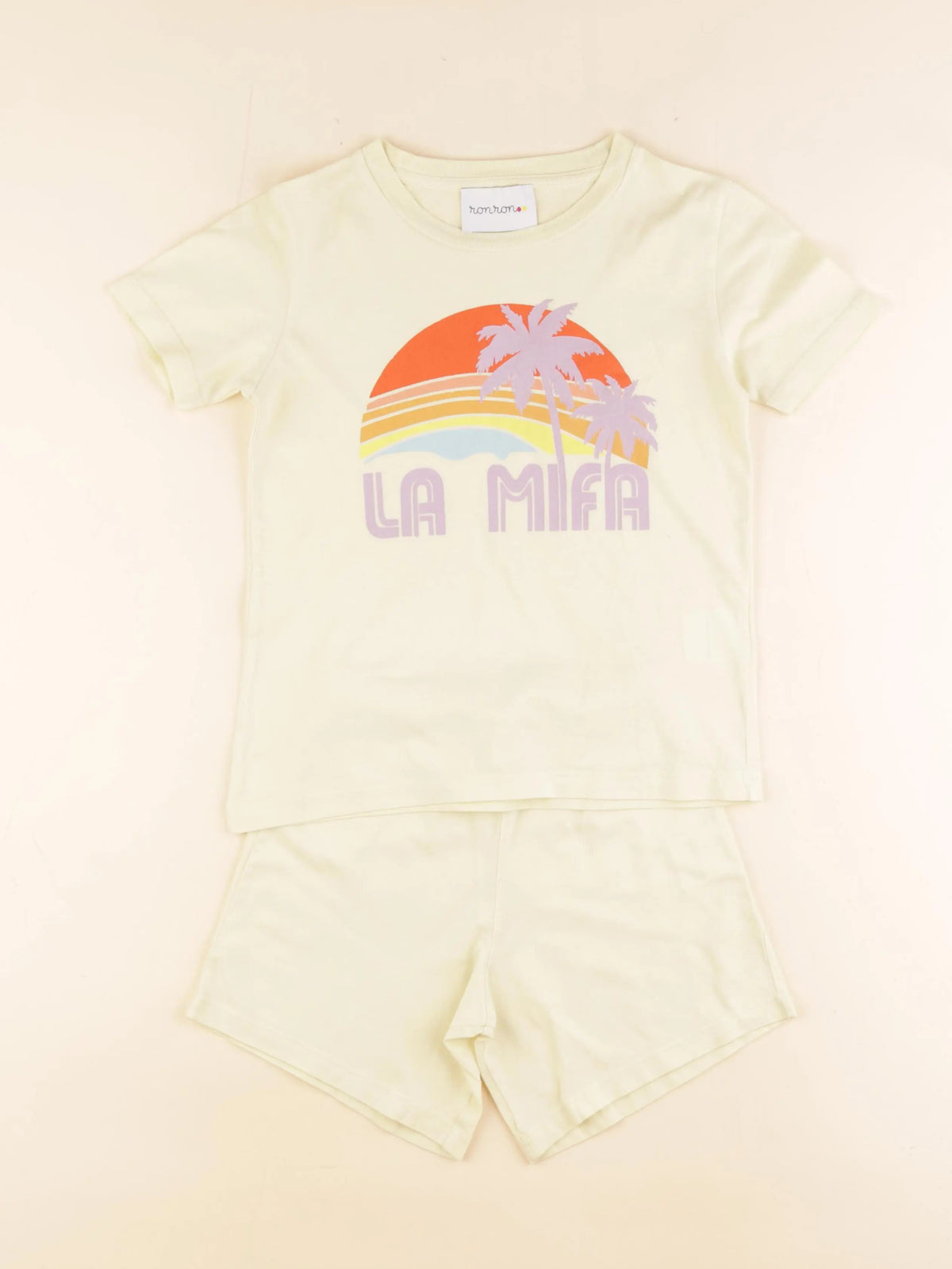 Ronron - pyjama coton jaune - 4/5 ans