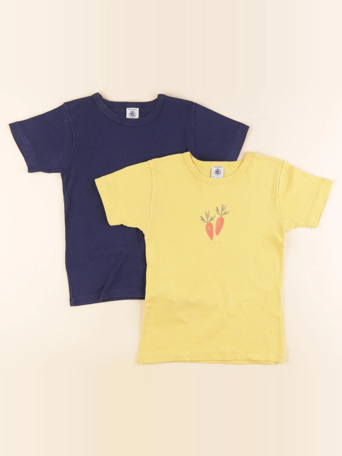 Petit Bateau - lot de 2 maillots de corps bleu, jaune - 6 ans