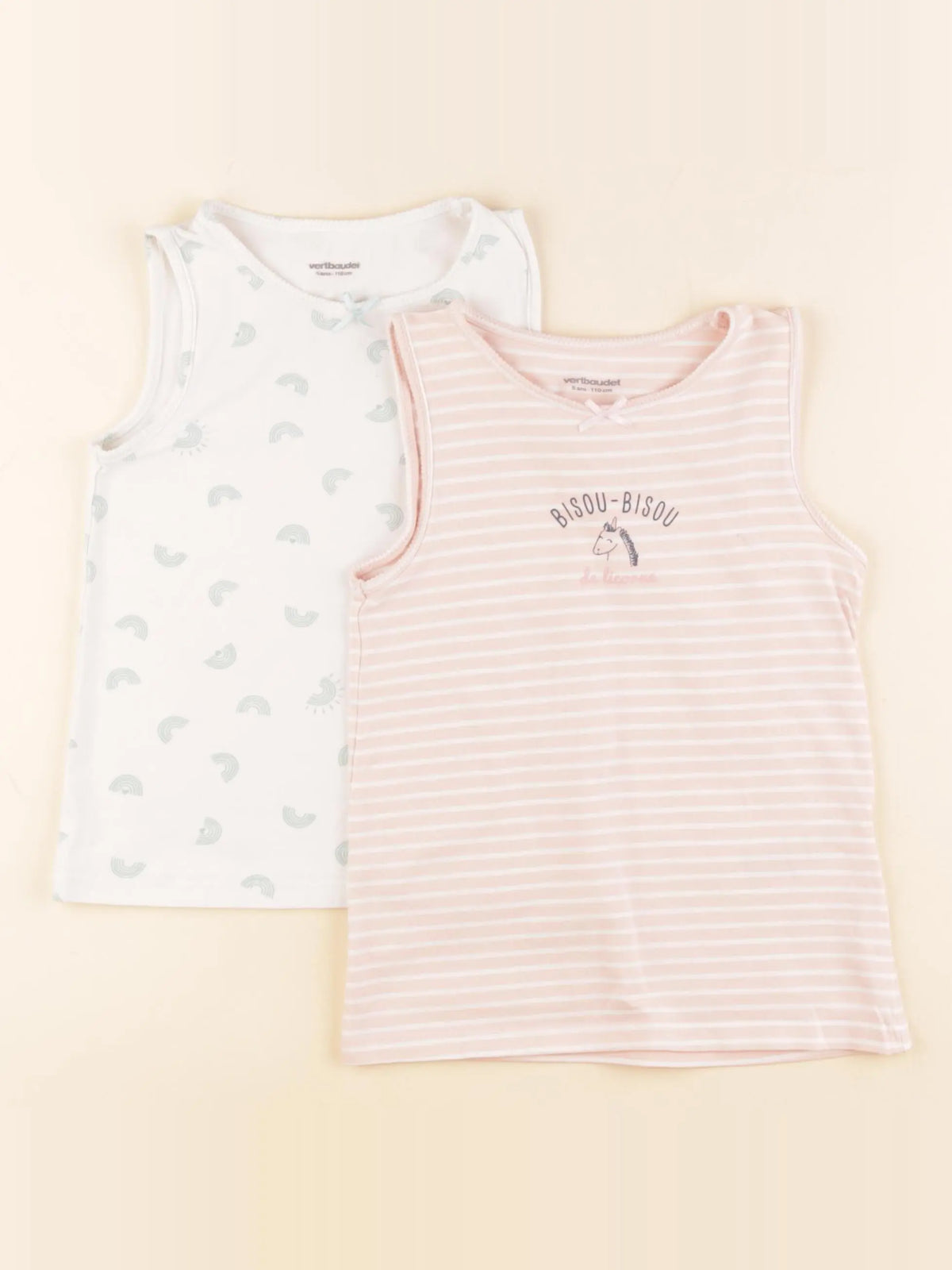 Vertbaudet - maillot de corps rose, blanc - 5 ans