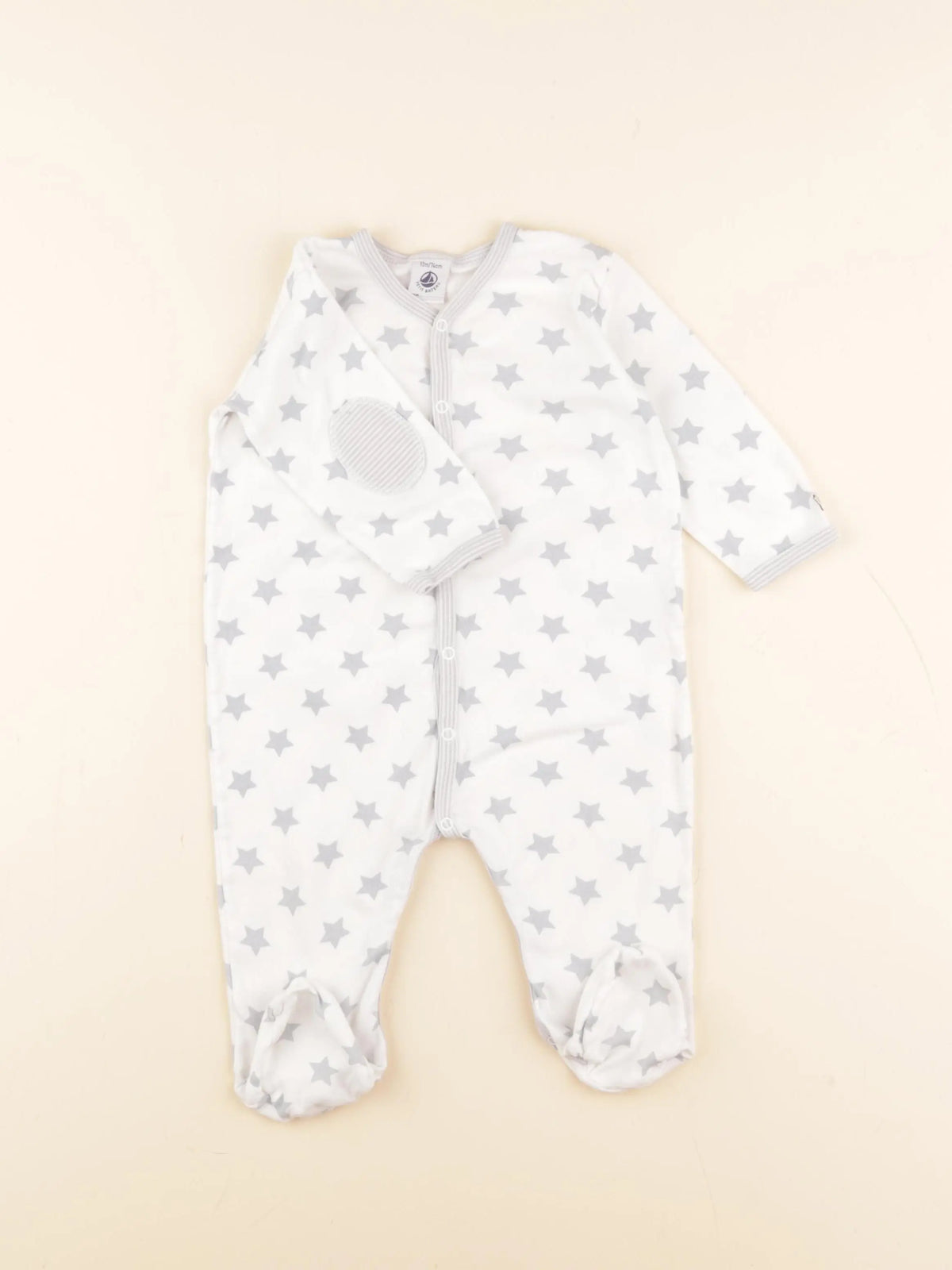 Petit Bateau - pyjama coton gris, blanc - 12 mois