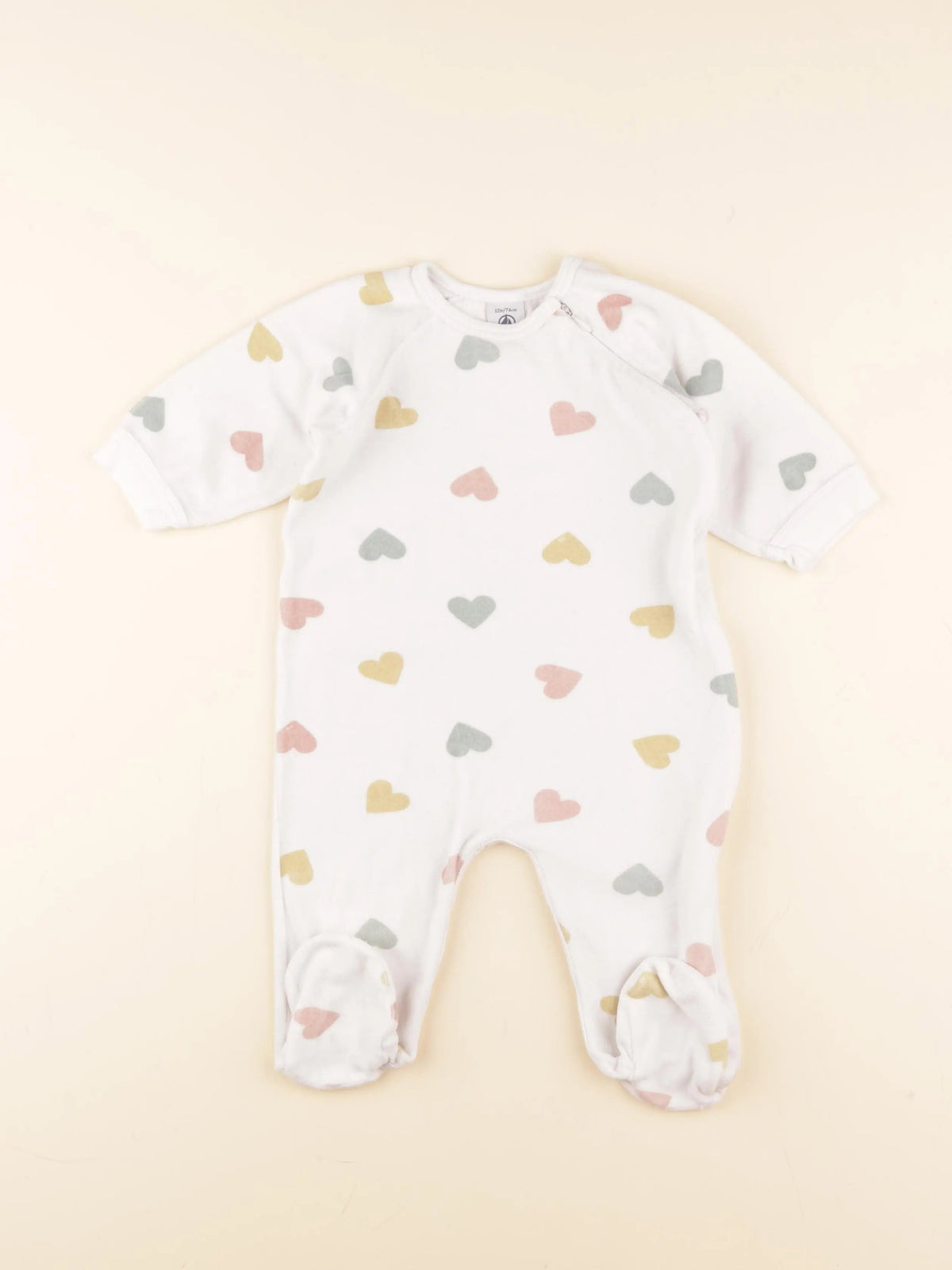 Petit Bateau - pyjama velours blanc - 12 mois